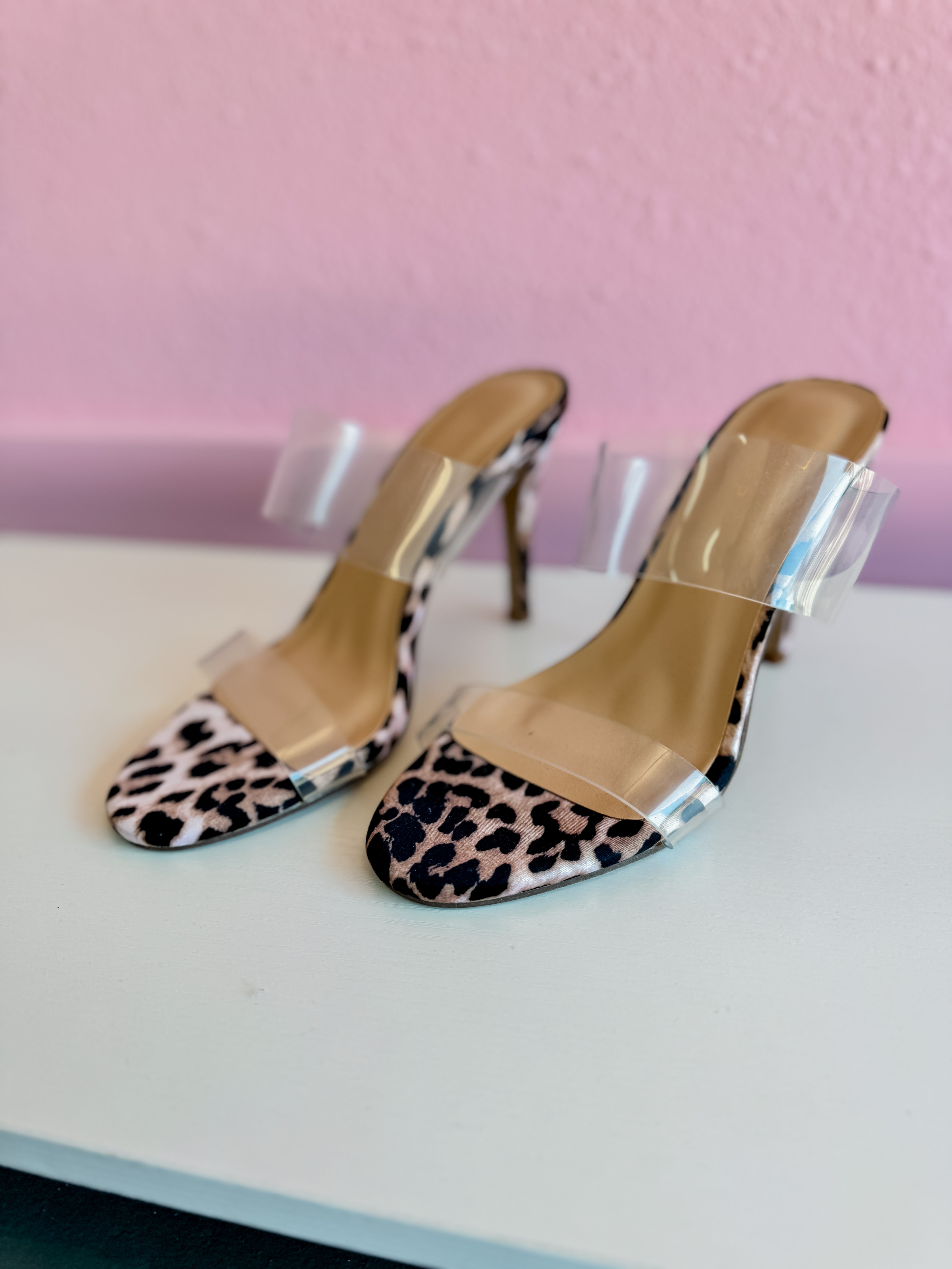 Heddie Heel in Leopard Satin
