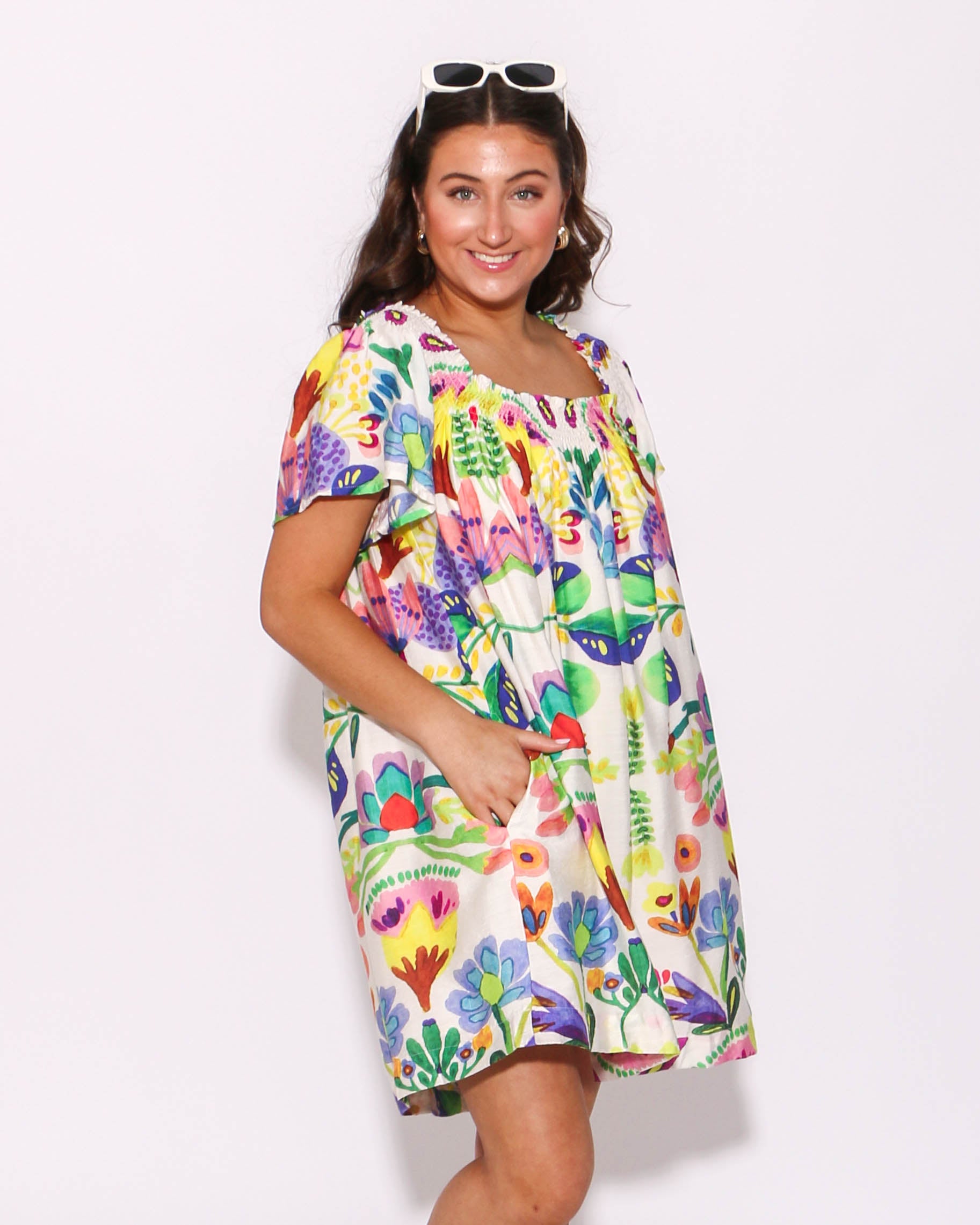 Floral Print Square Neck Dress