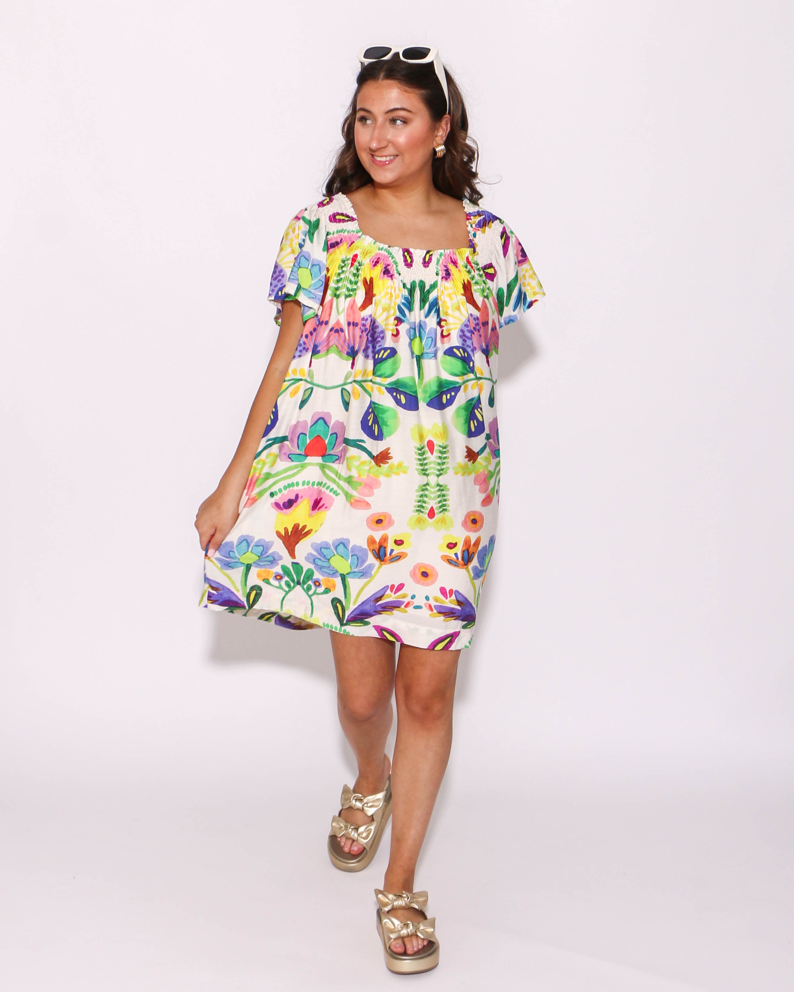 Floral Print Square Neck Dress