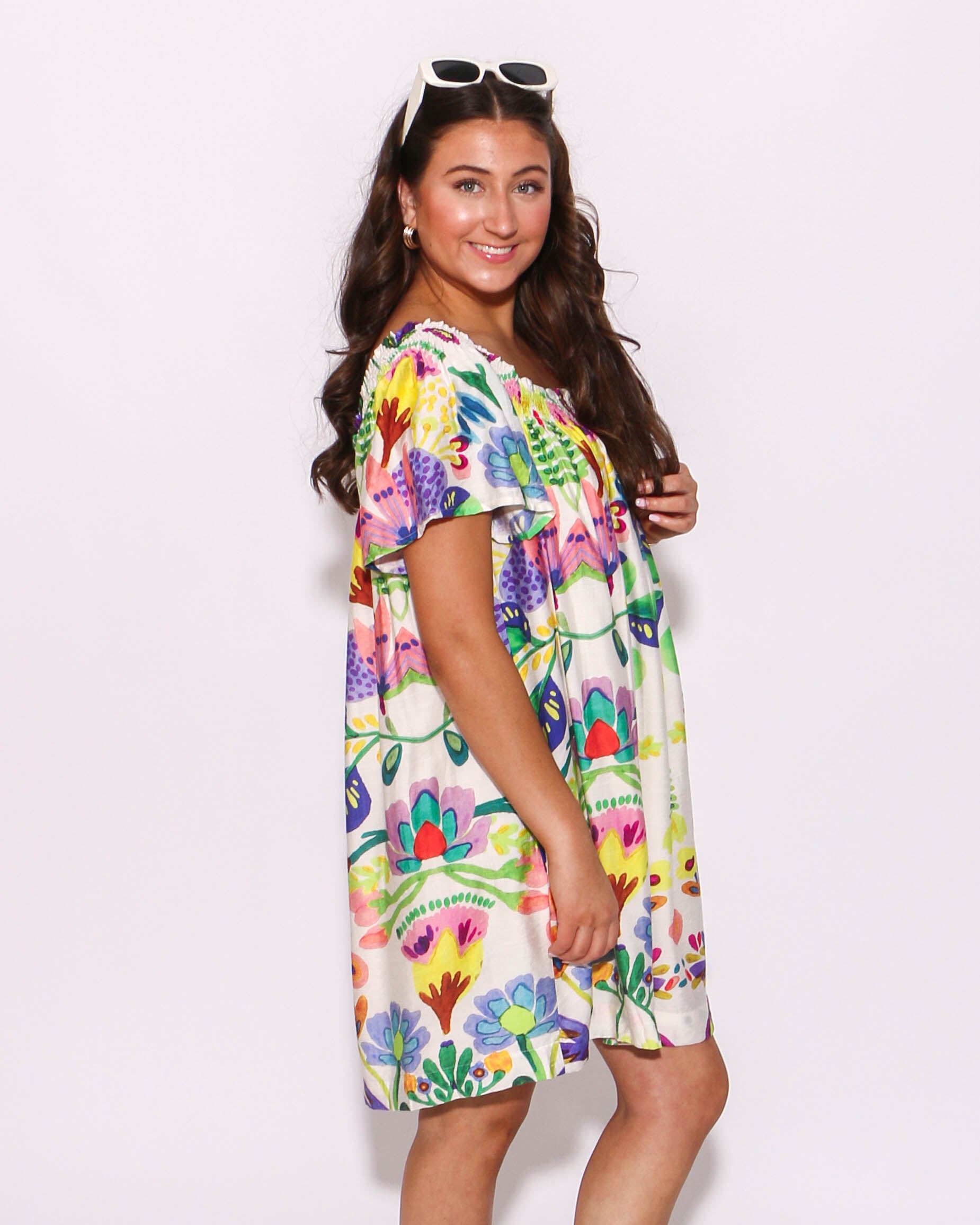 Floral Print Square Neck Dress