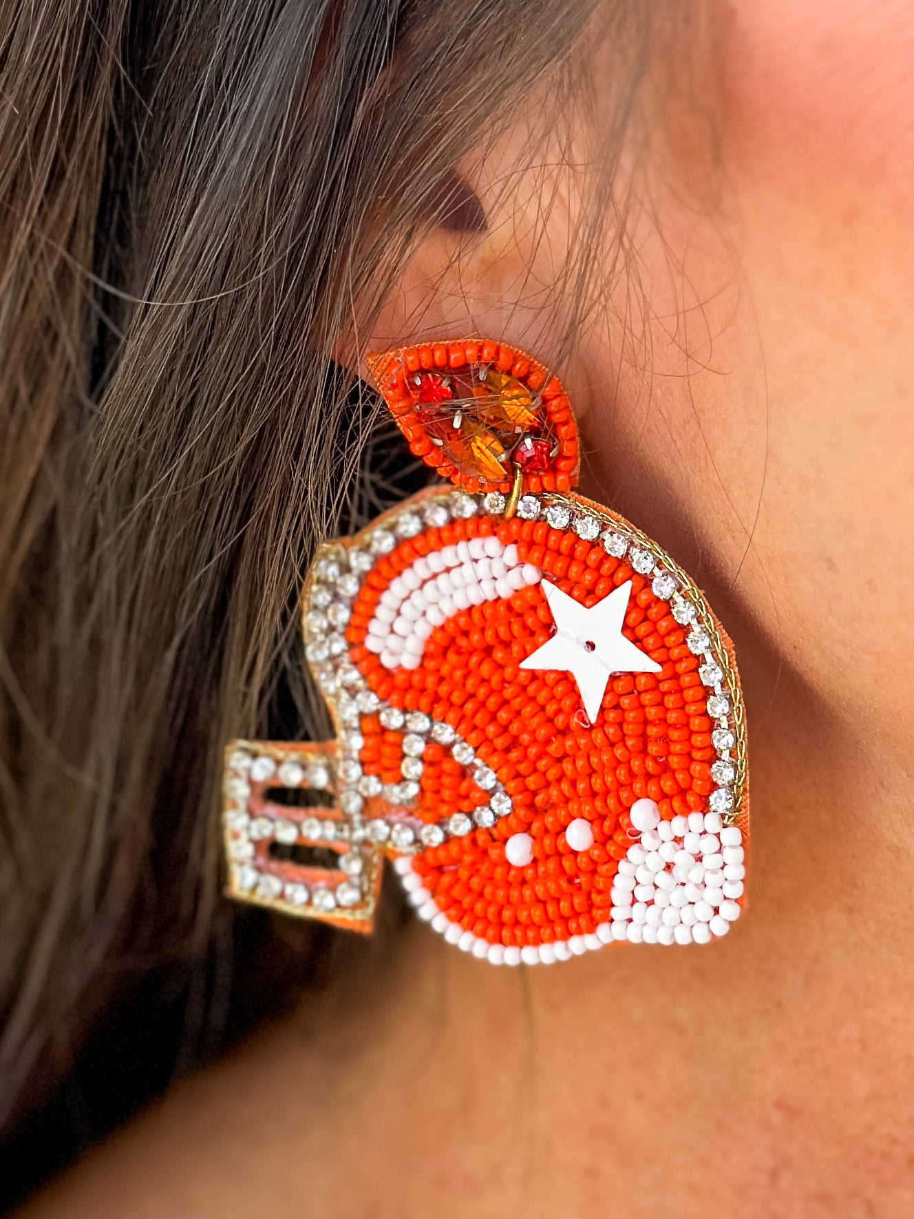 Helmet Earring in Orange