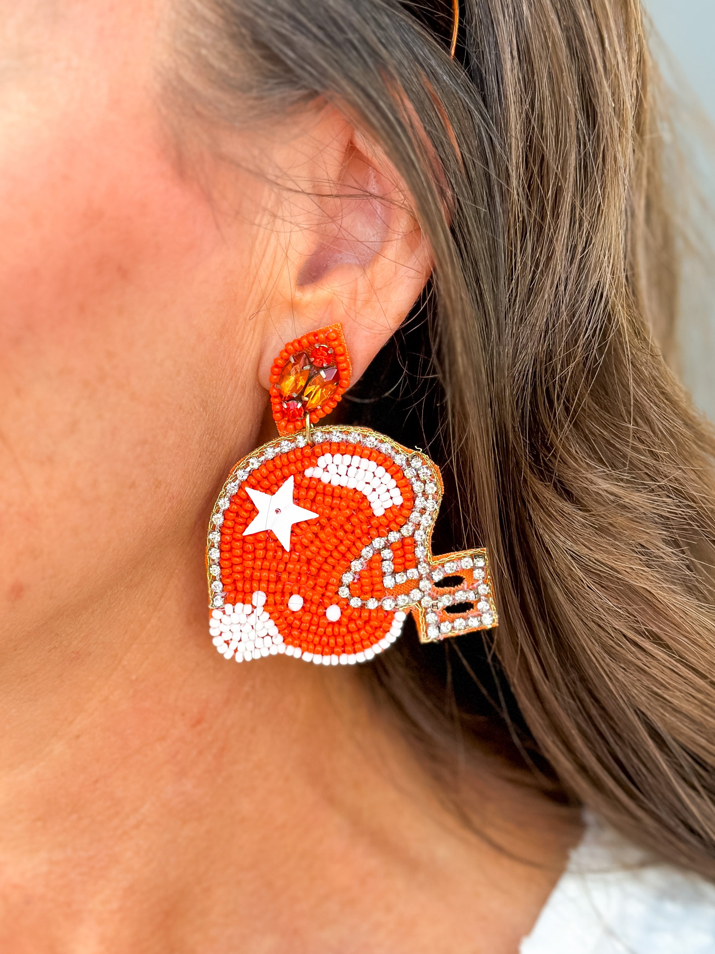 Helmet Earring in Orange