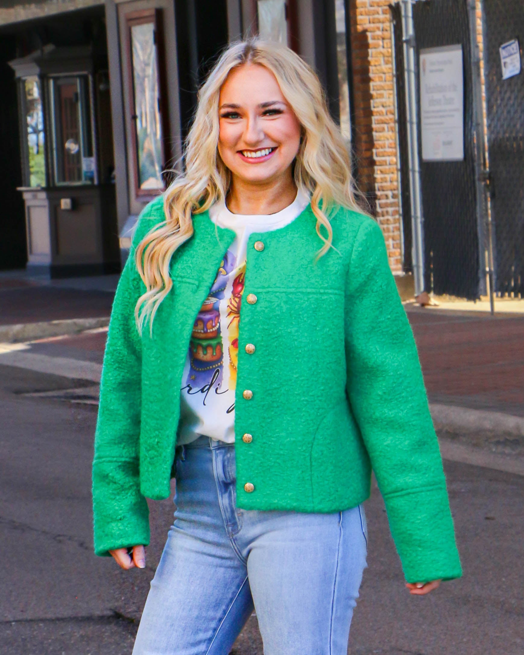 Button Up Boucle Jacket