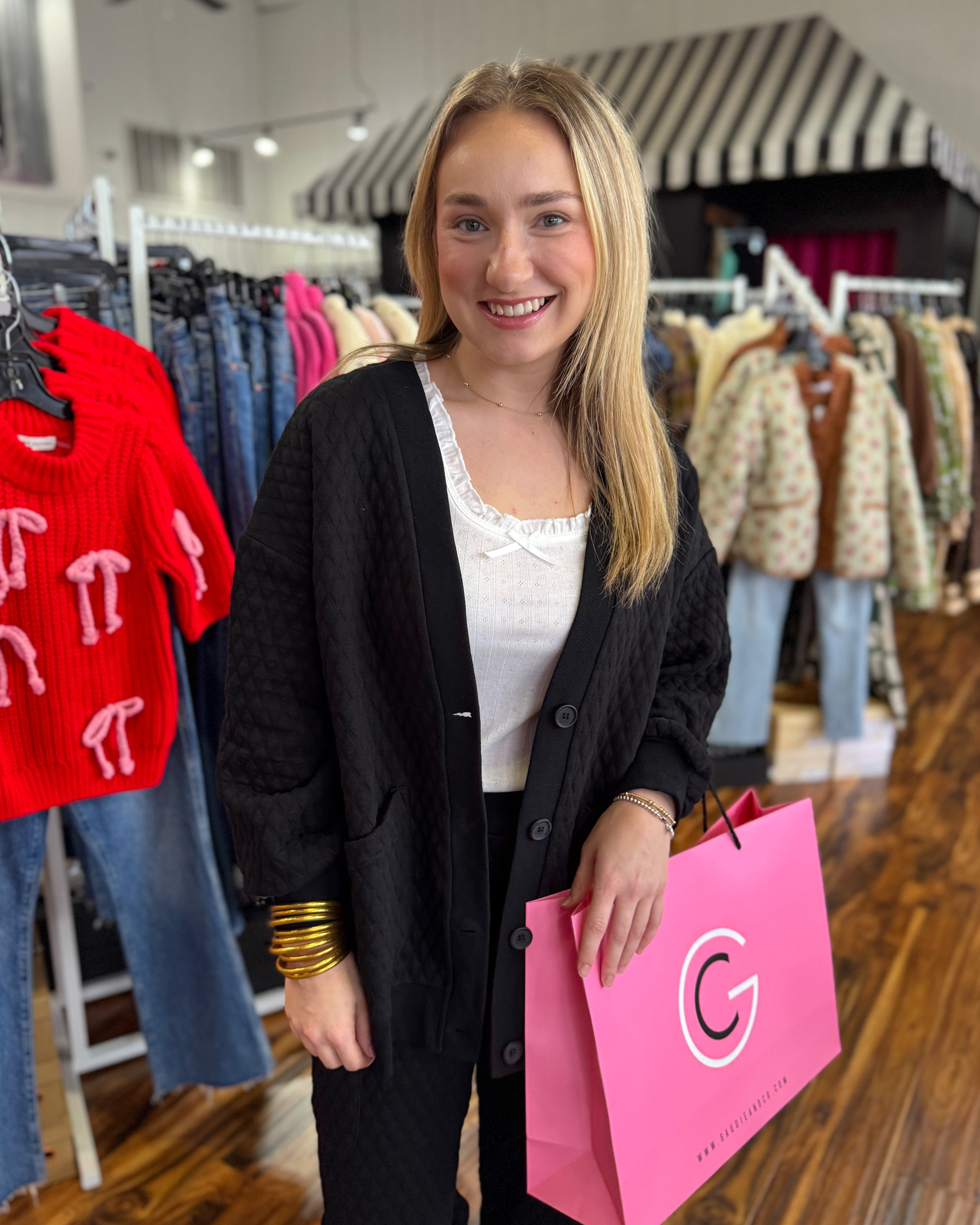 Black Jacquard Cardigan Pants Set