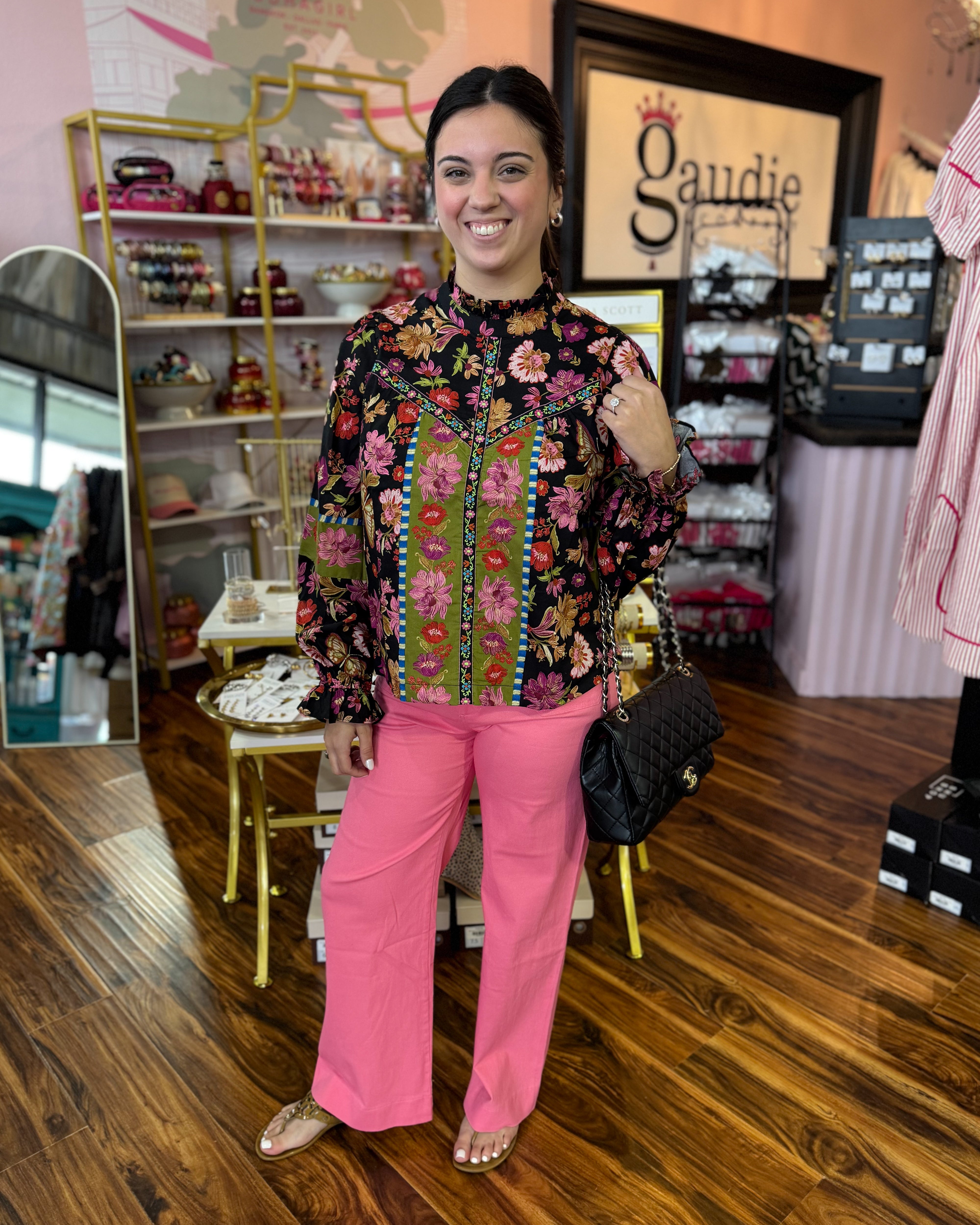 Floral Border Print Top