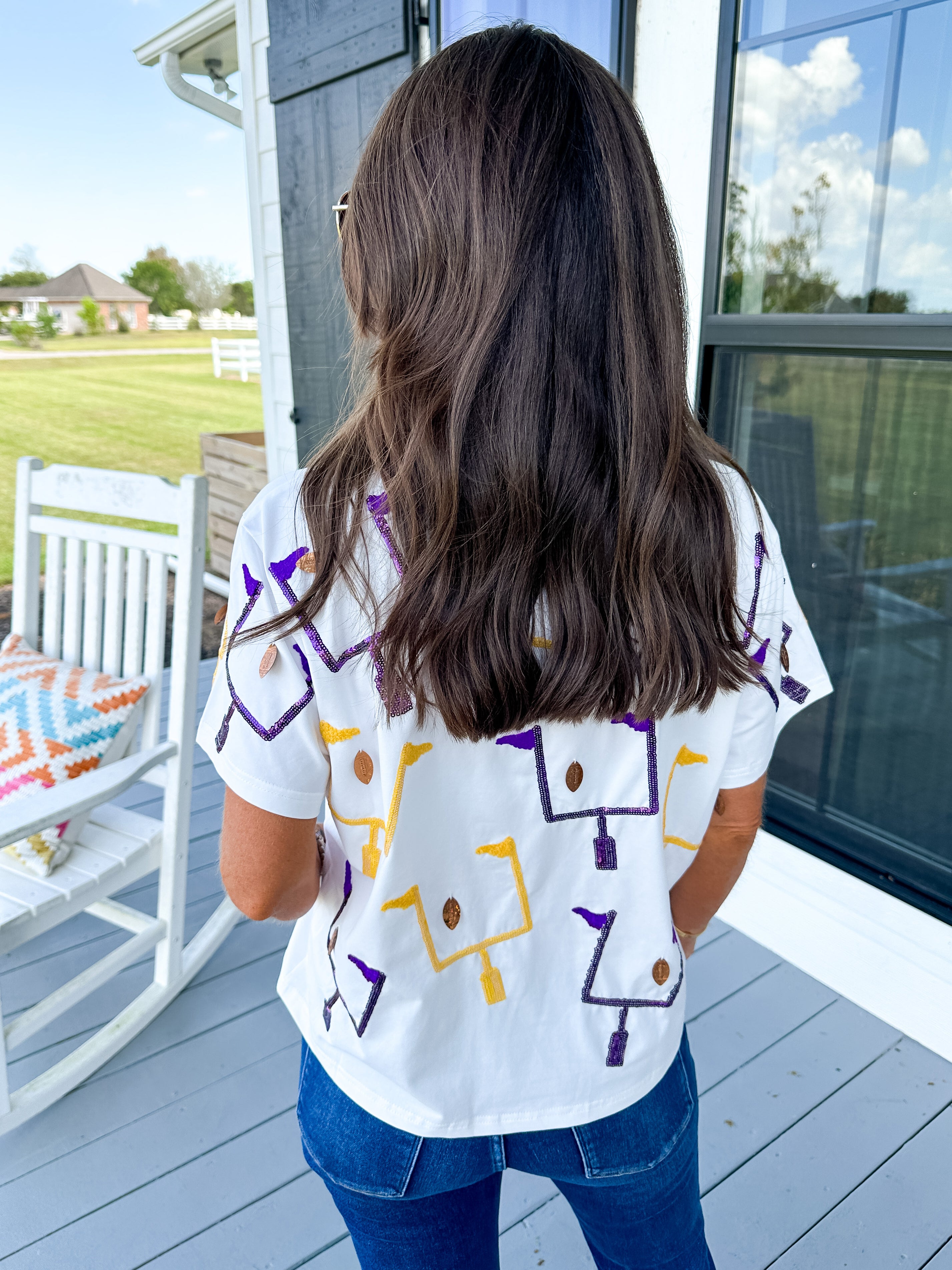 Field Goal Tee in Purple/Gold