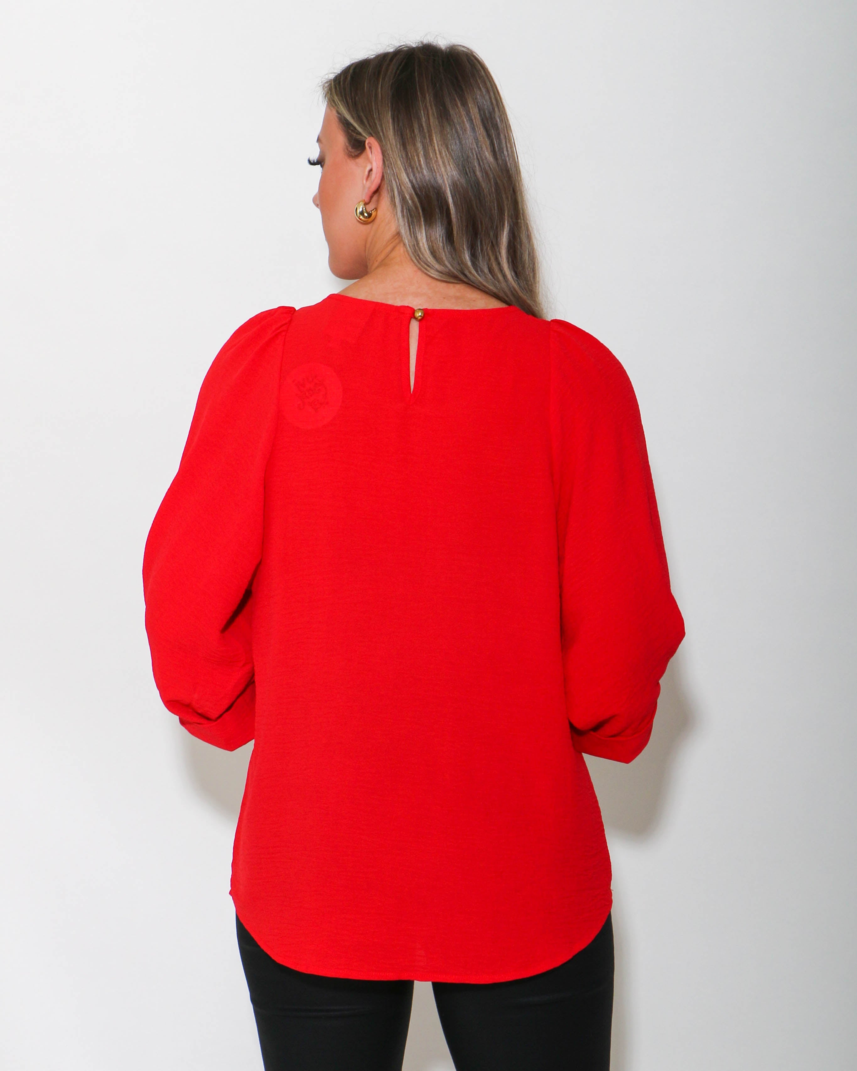 Tucked Sleeve Top in Red