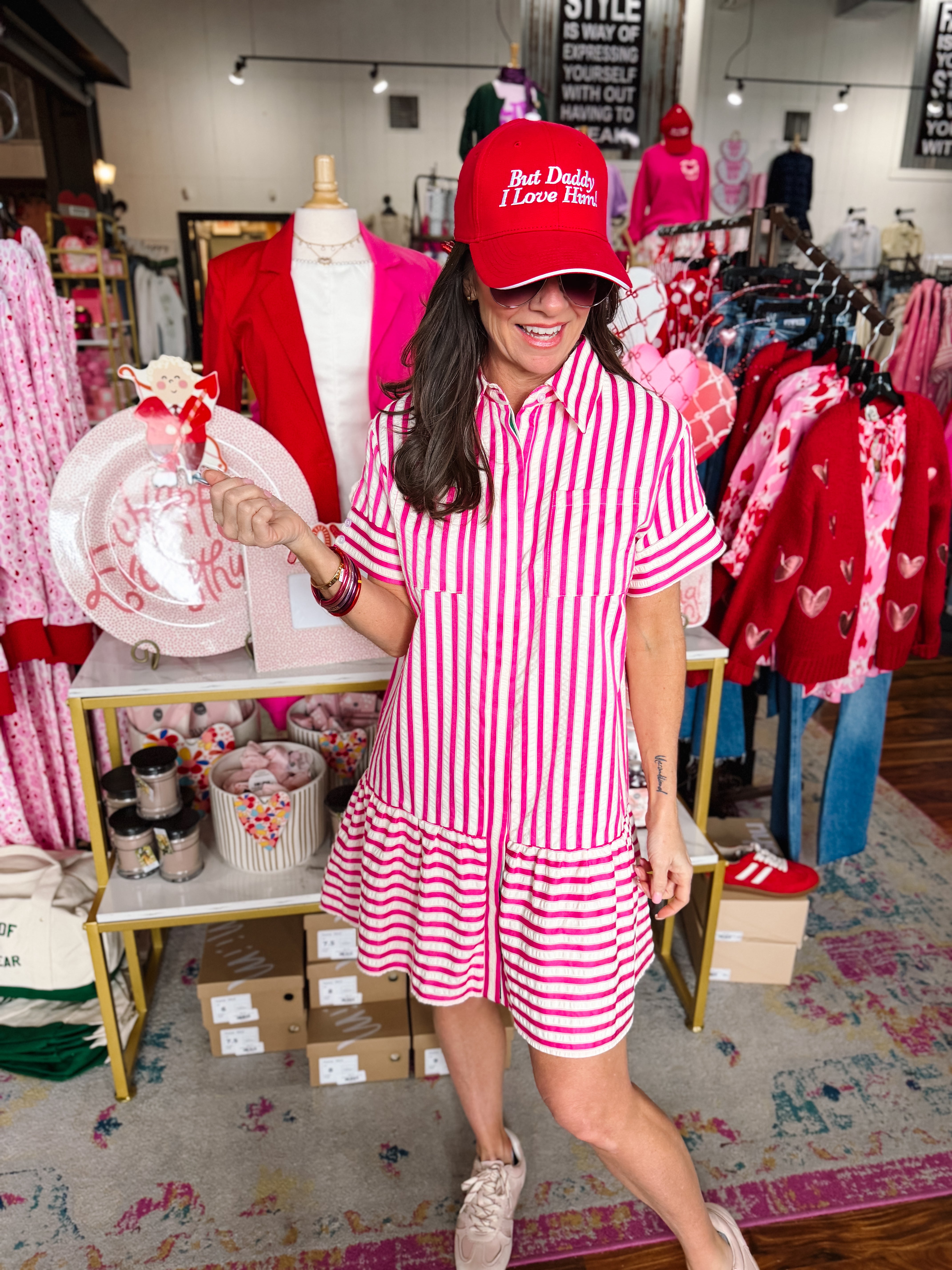 Pink Striped Swing Dress