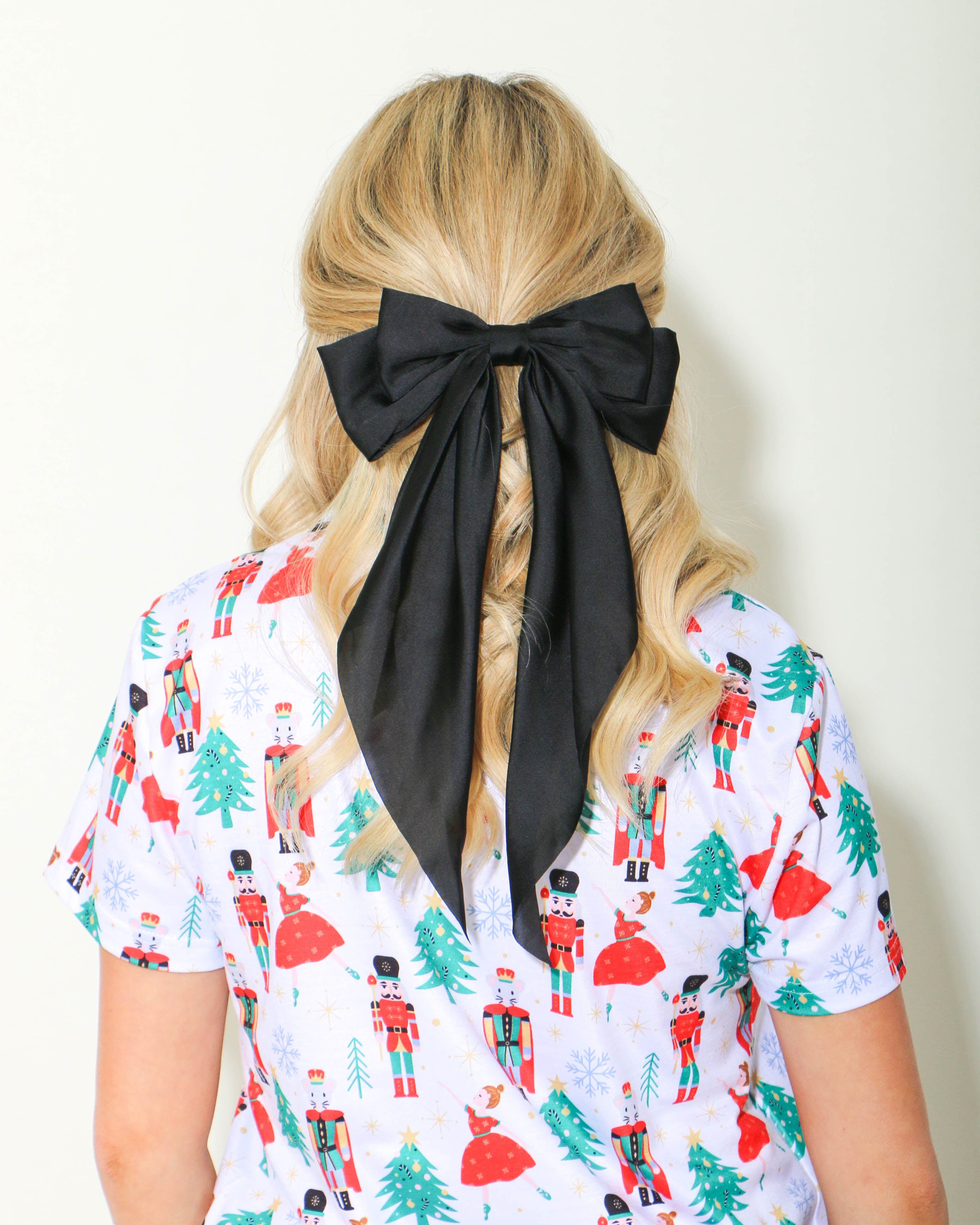 Large Satin Bow in Black