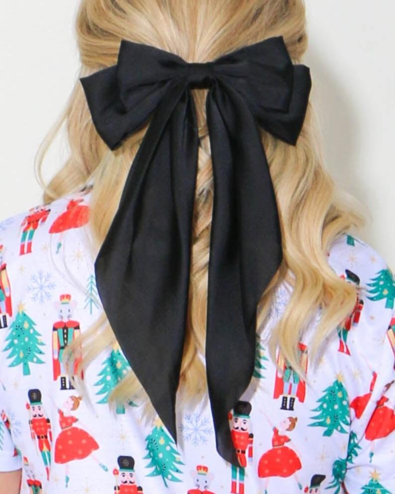Large Satin Bow in Black