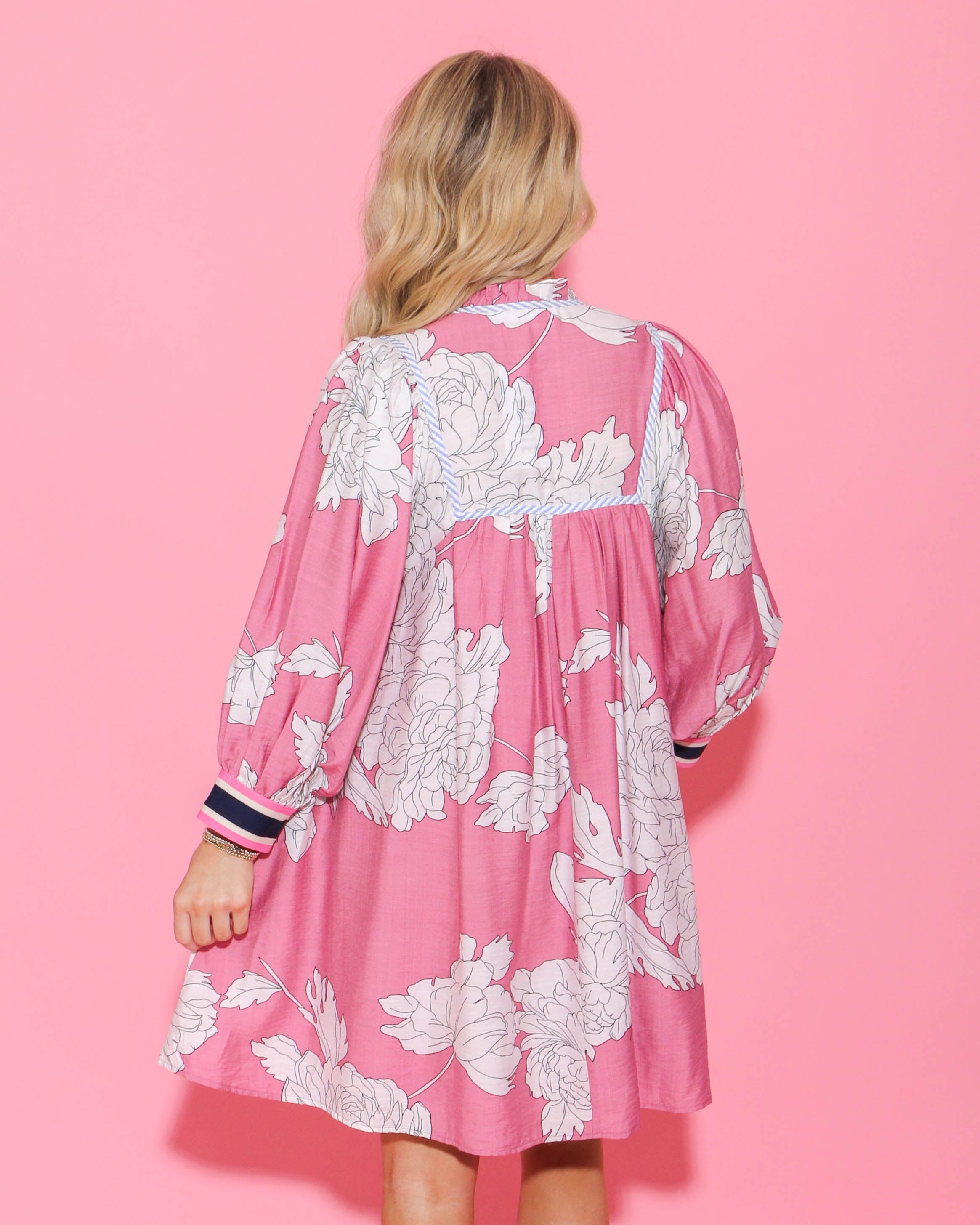 Pink Floral Print Mini Dress