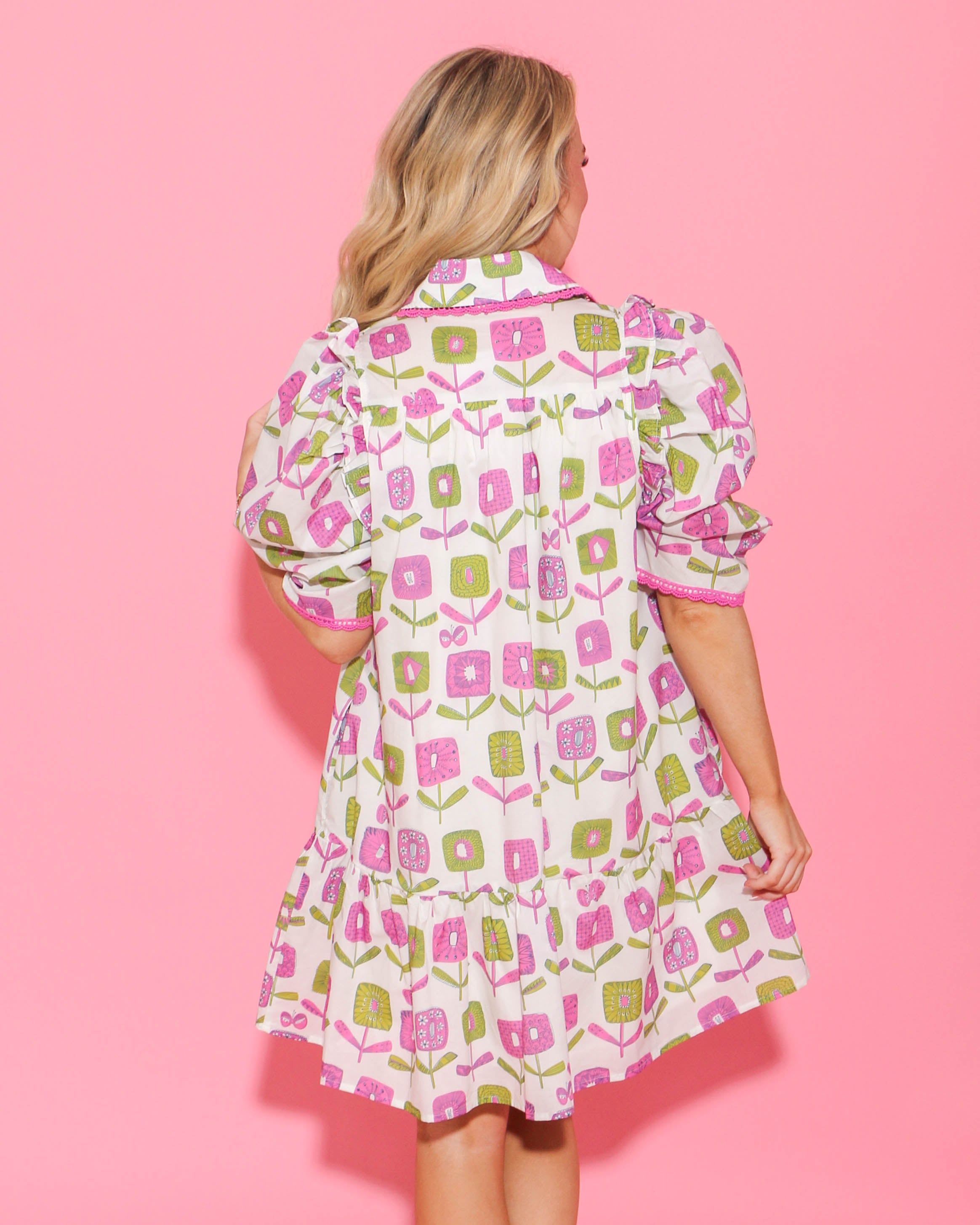 Pink and Green Flowers Dress