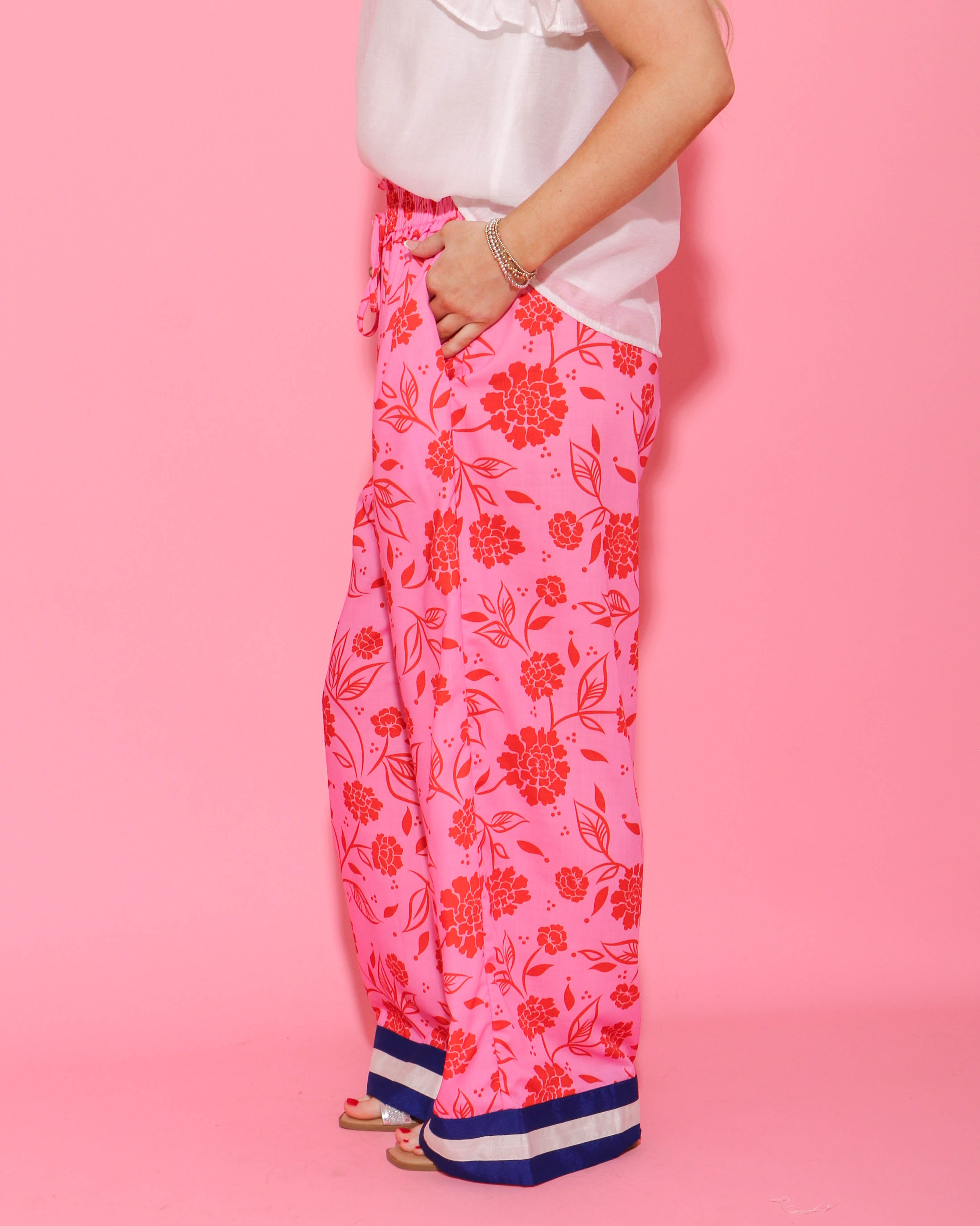 Flower Print Wide Leg Pants