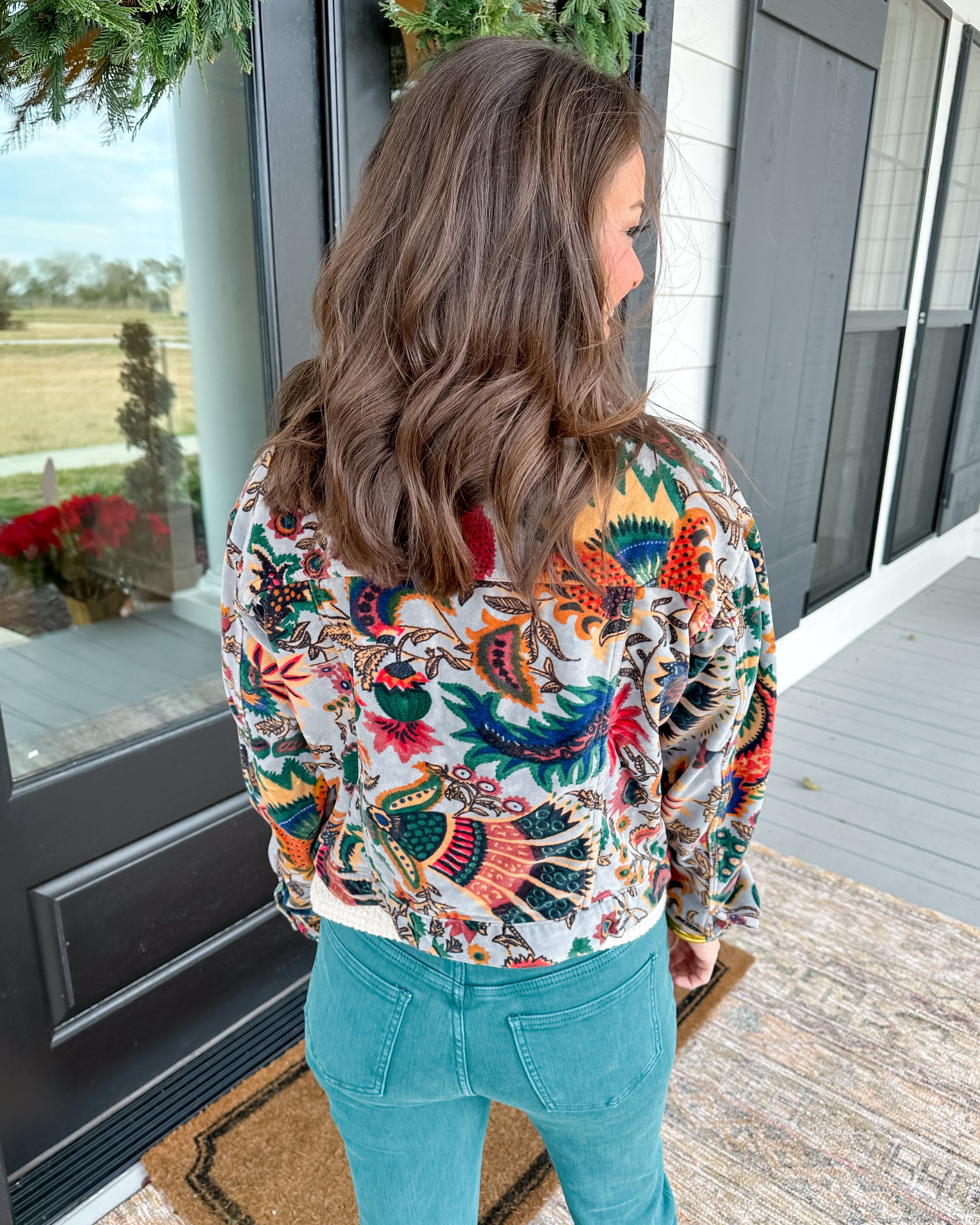 Print Velvet Jean Jacket