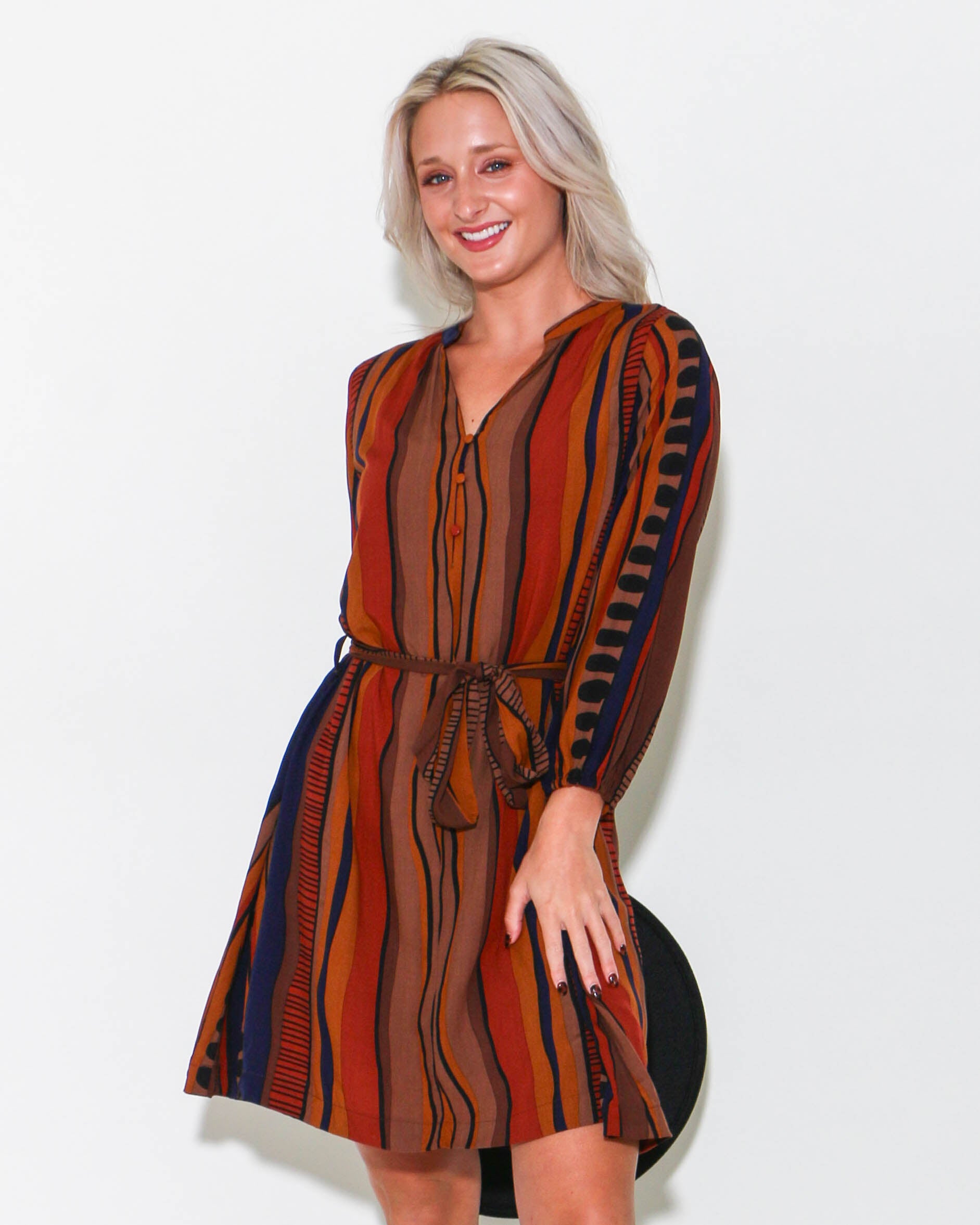 Belted Abstract Dress