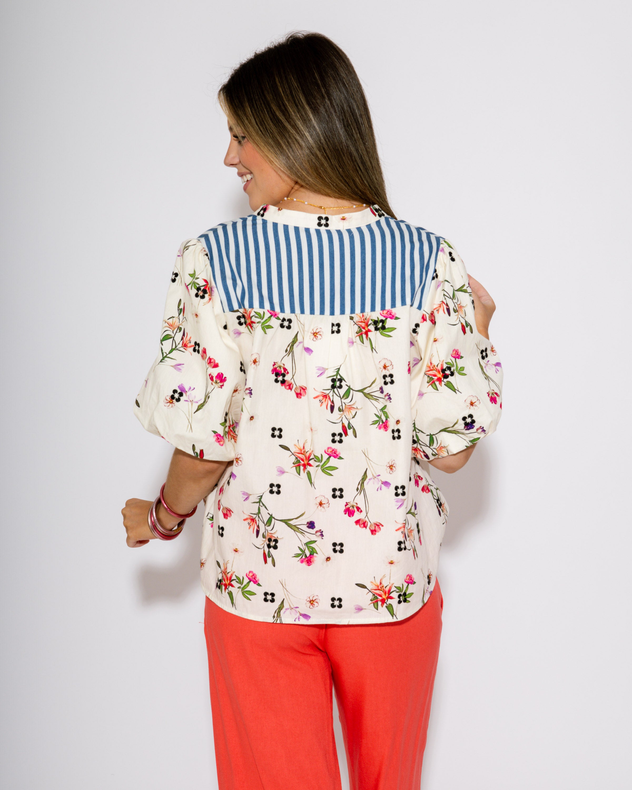 Floral Ties and Stripes Top