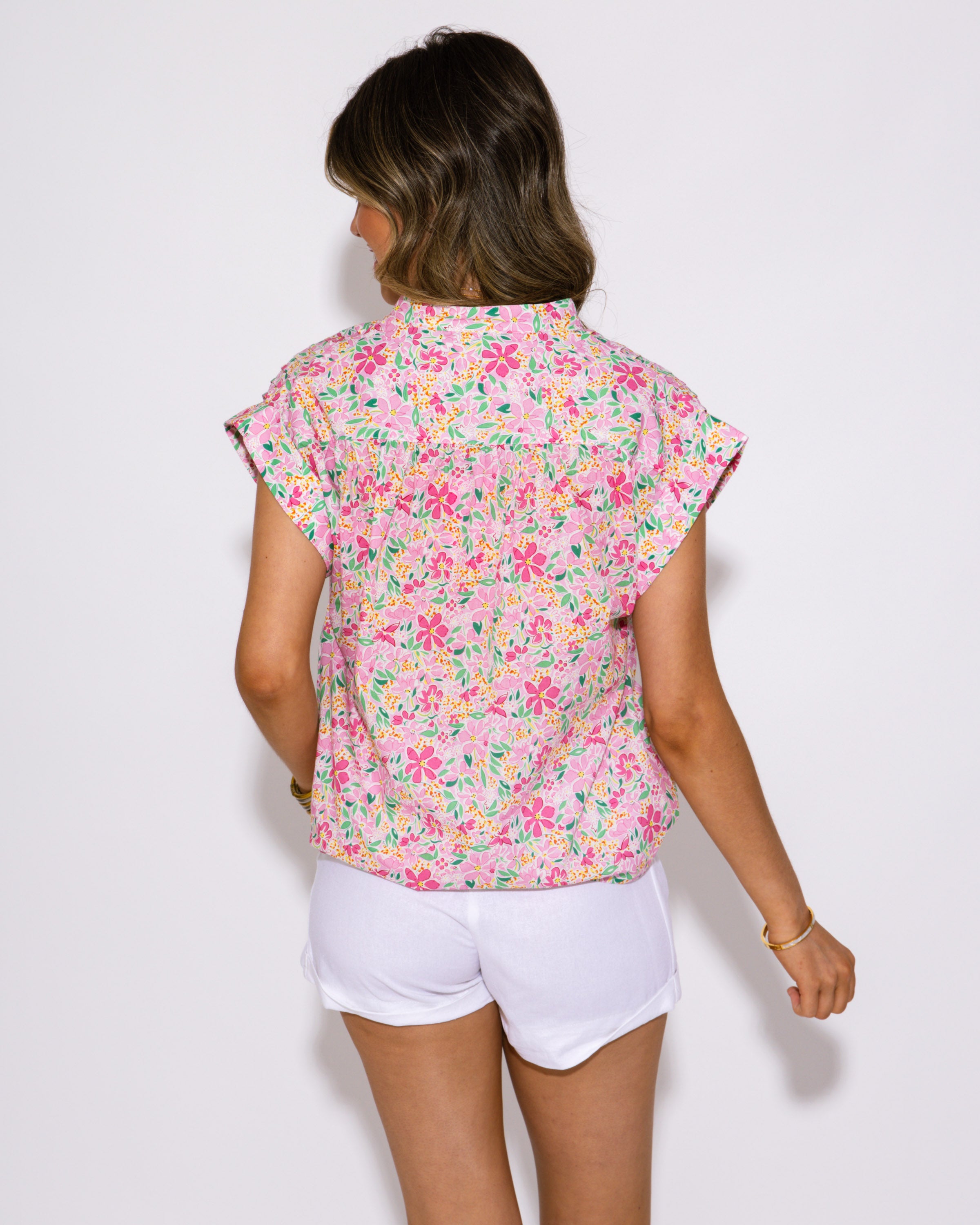 Bright Bloom Split Neck Top