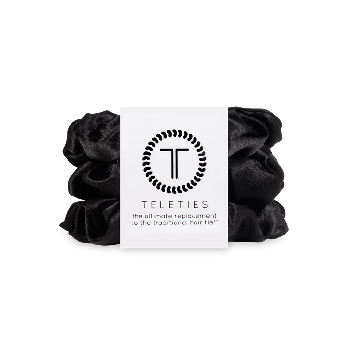 Jet Black Large Silk Scrunchies