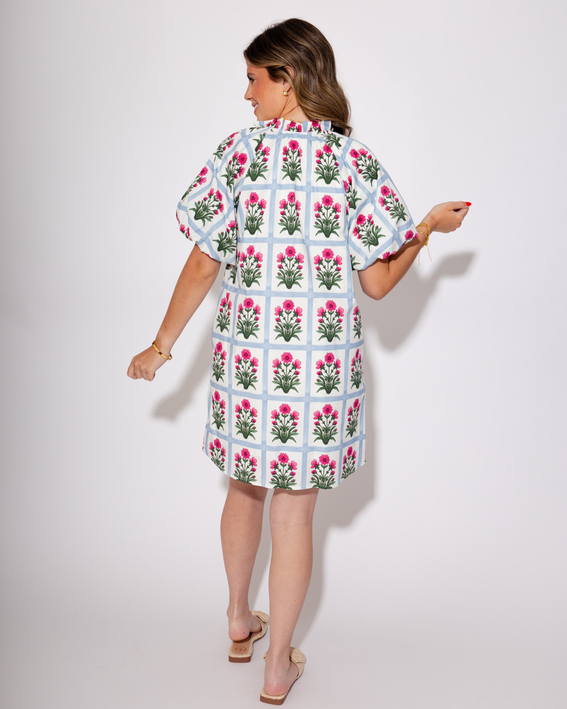 Gingham Garden Glow Dress in Magenta