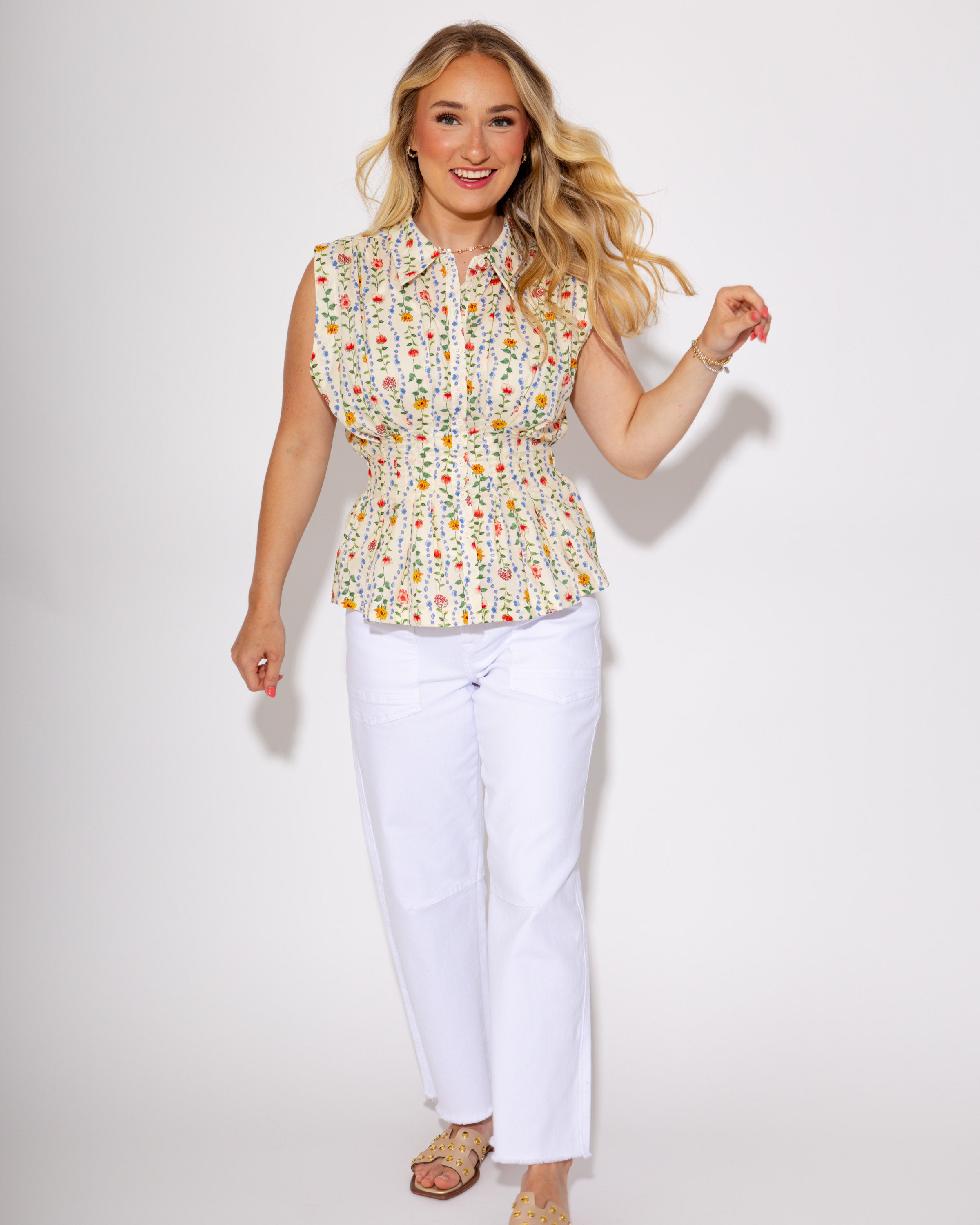 Sunset Garden Peplum Top
