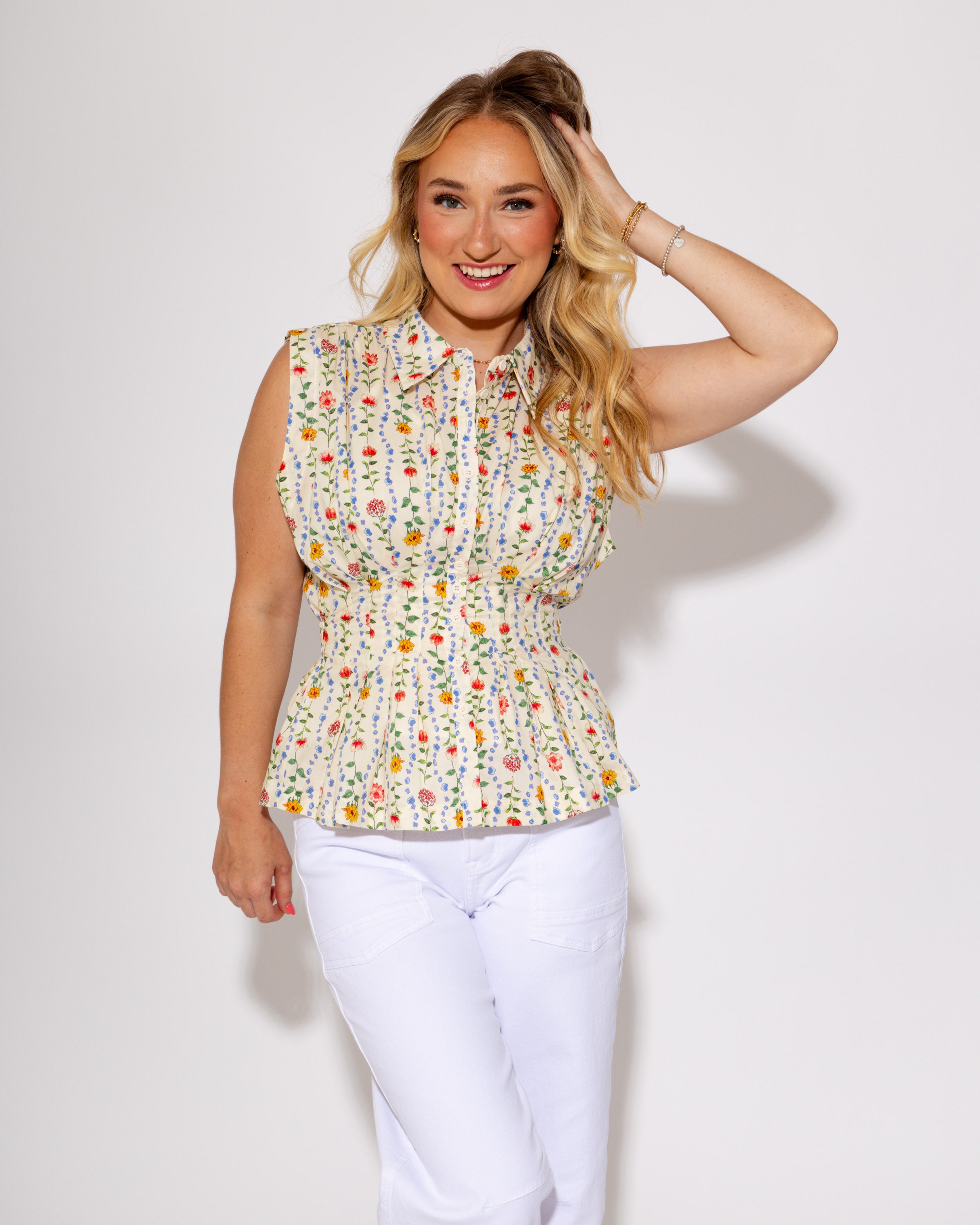 Sunset Garden Peplum Top