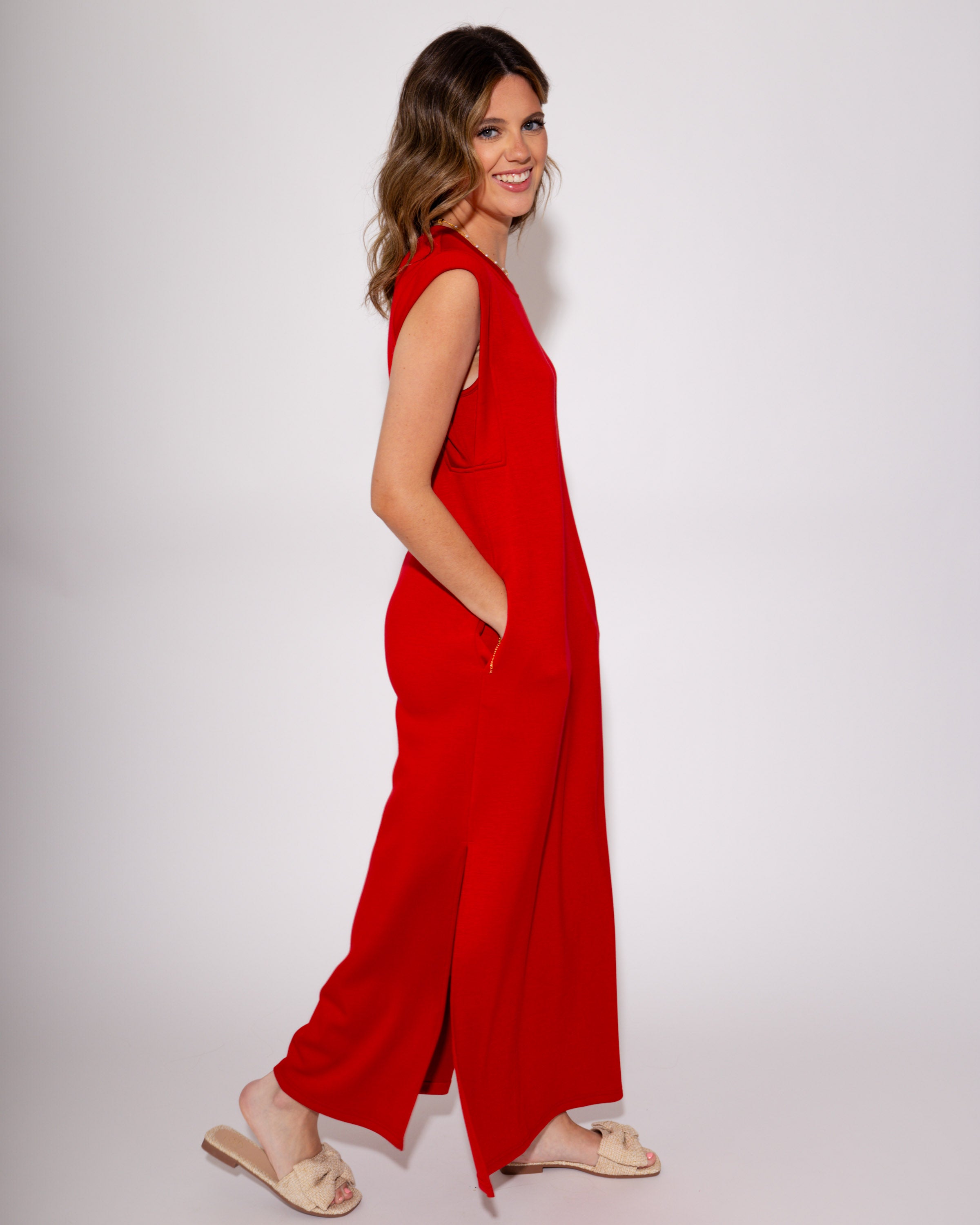 The Best Frame Midi Dress in Red