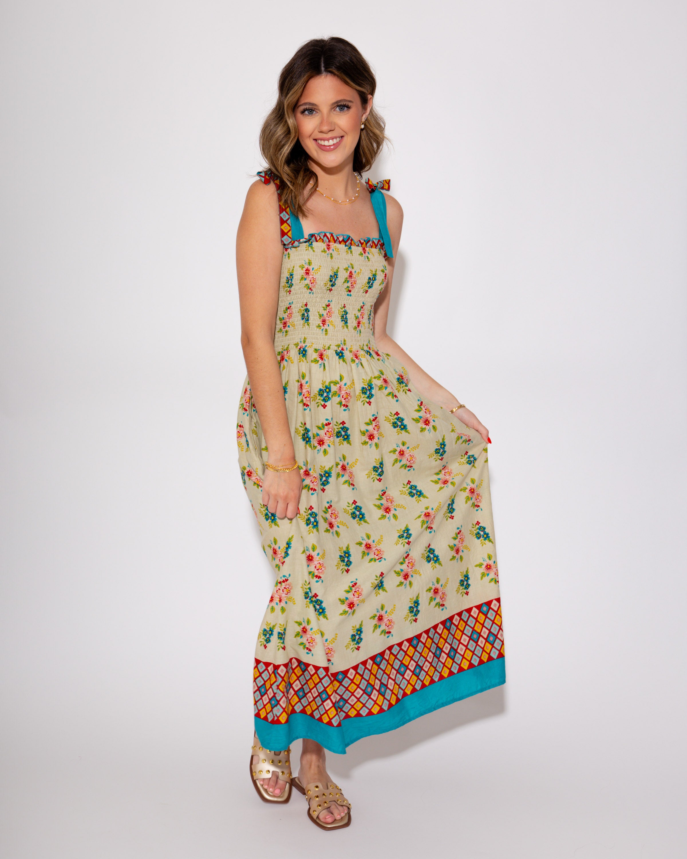 Blossom Breeze Smocked Midi Dress