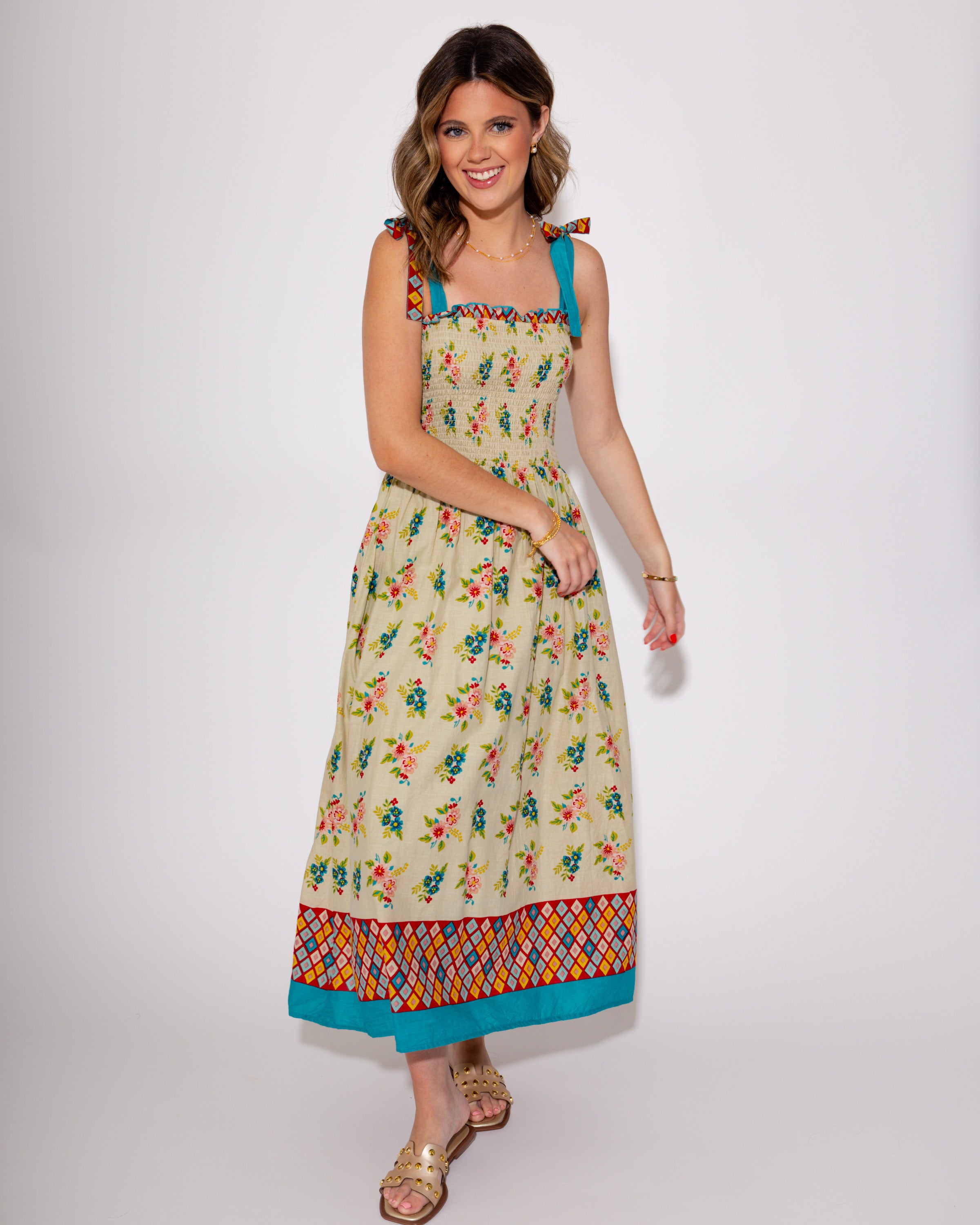 Blossom Breeze Smocked Midi Dress