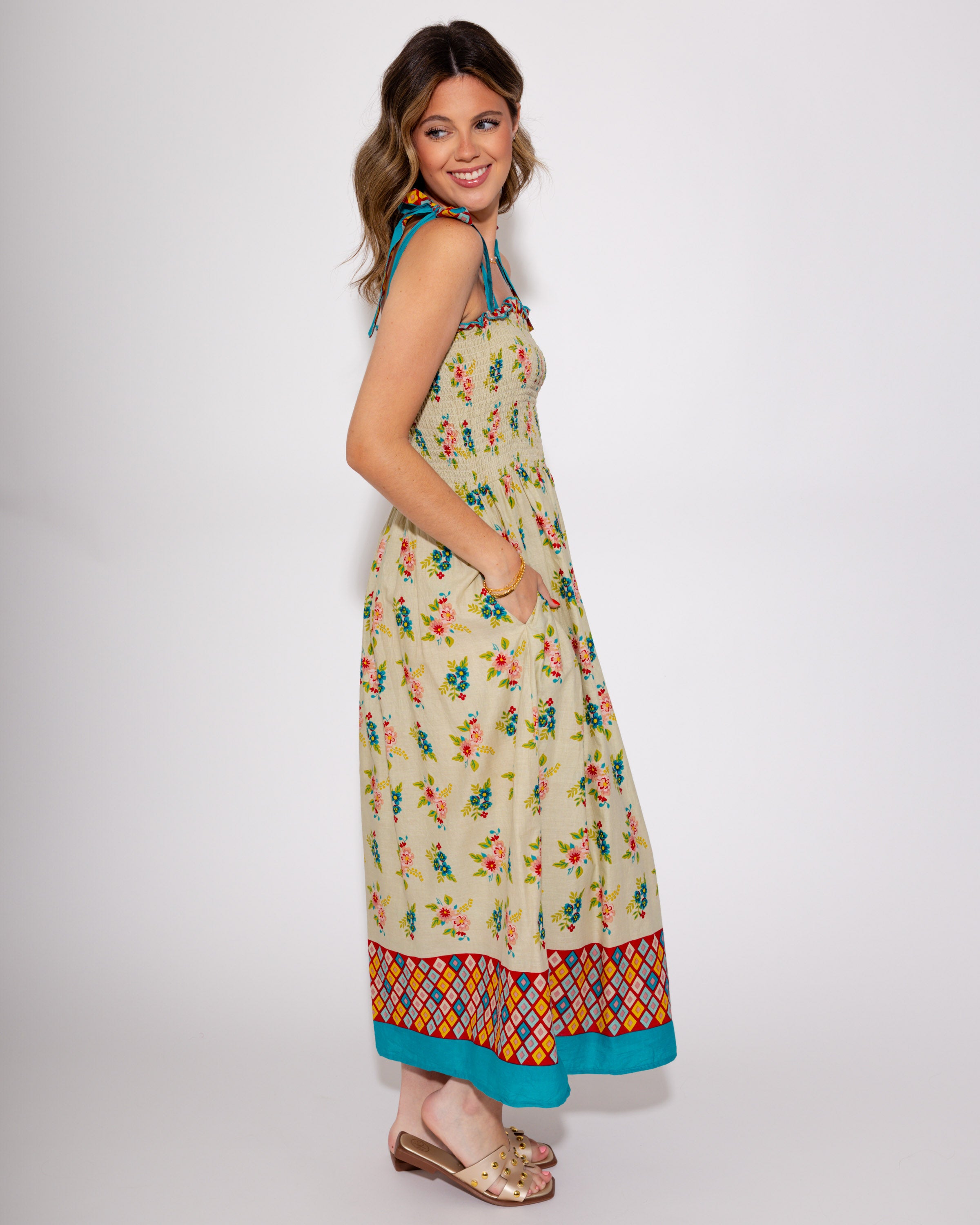 Blossom Breeze Smocked Midi Dress