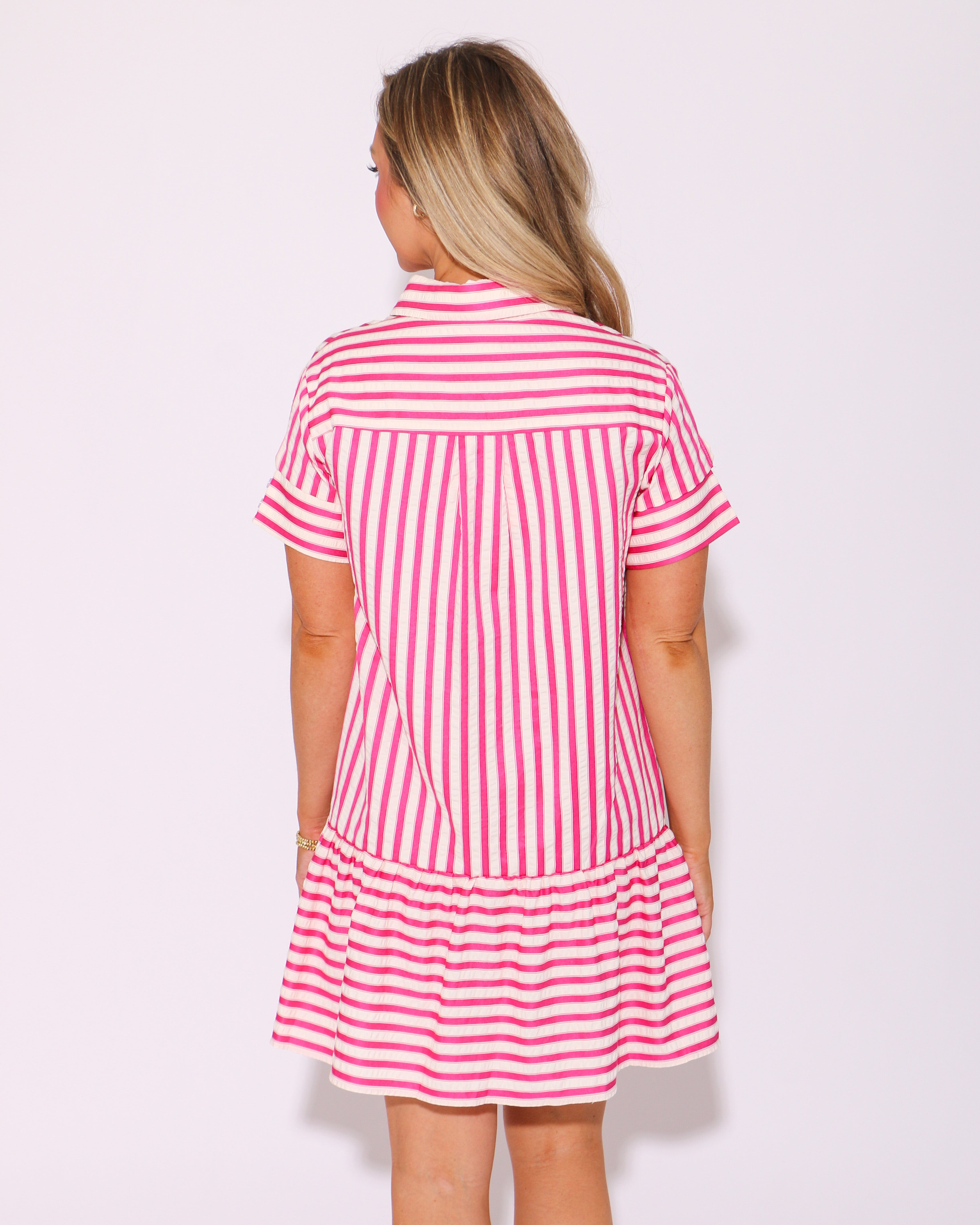 Pink Striped Swing Dress