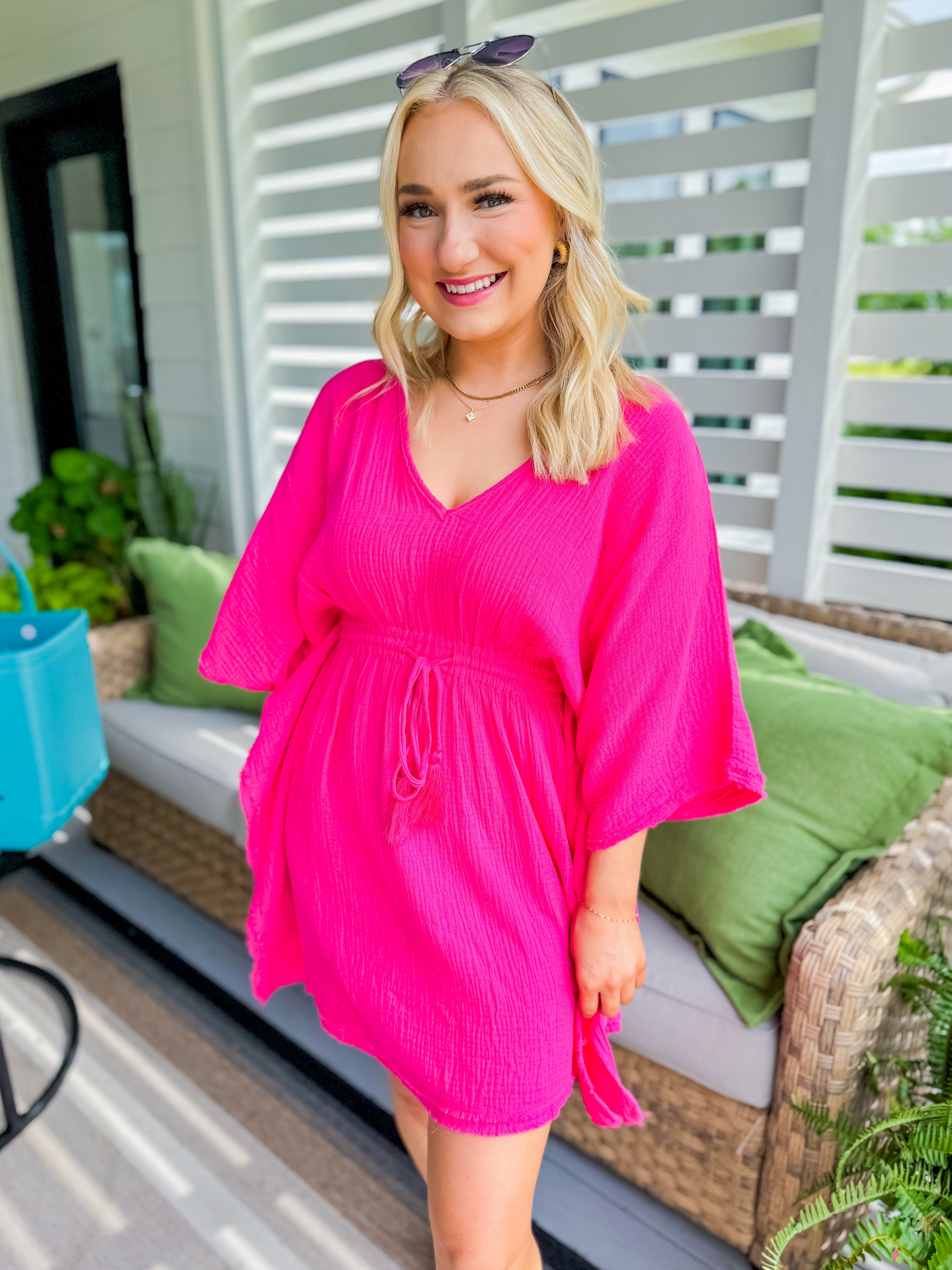 Hot Pink Gauzey Cover Up