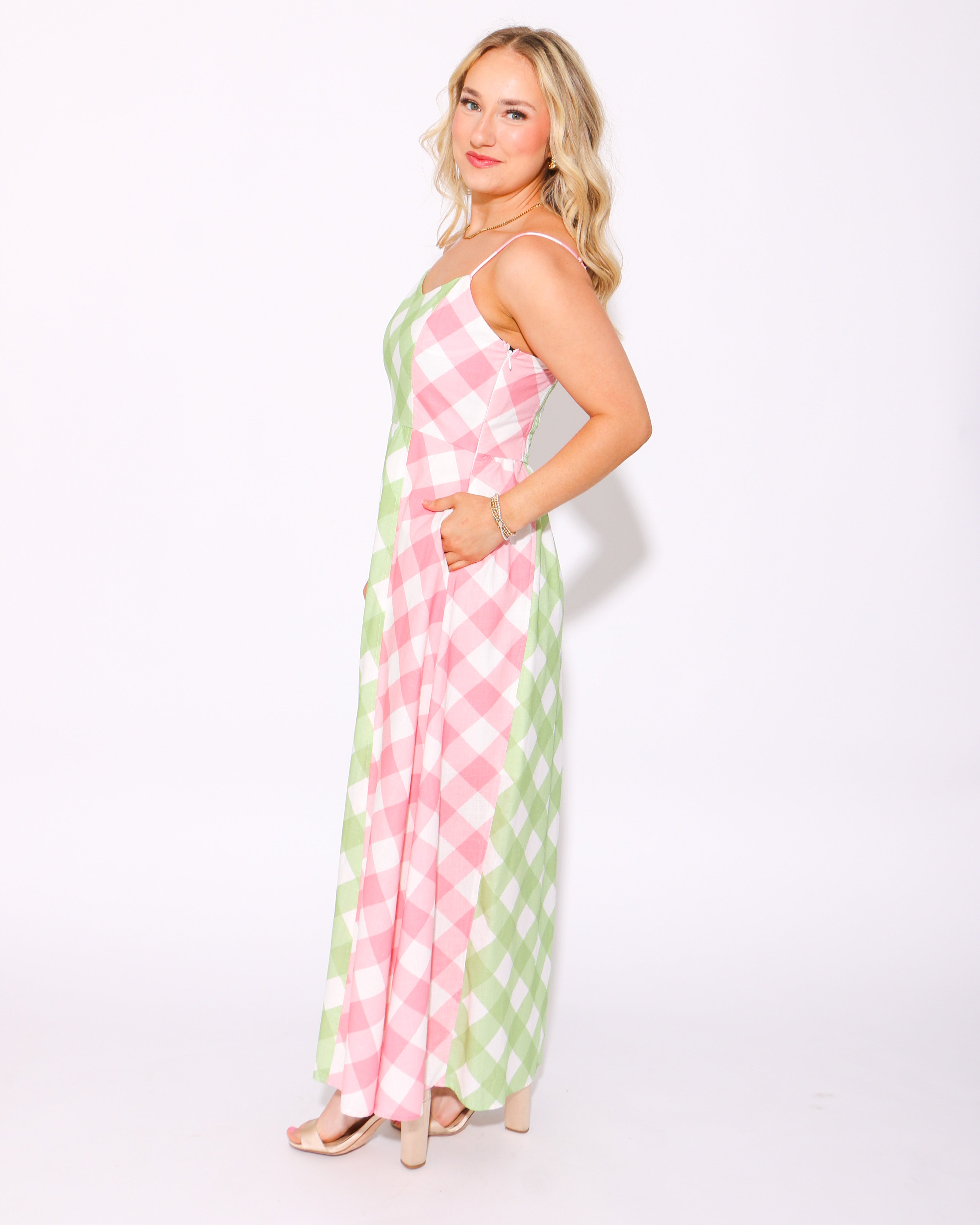 Garden Party Gingham Maxi Dress