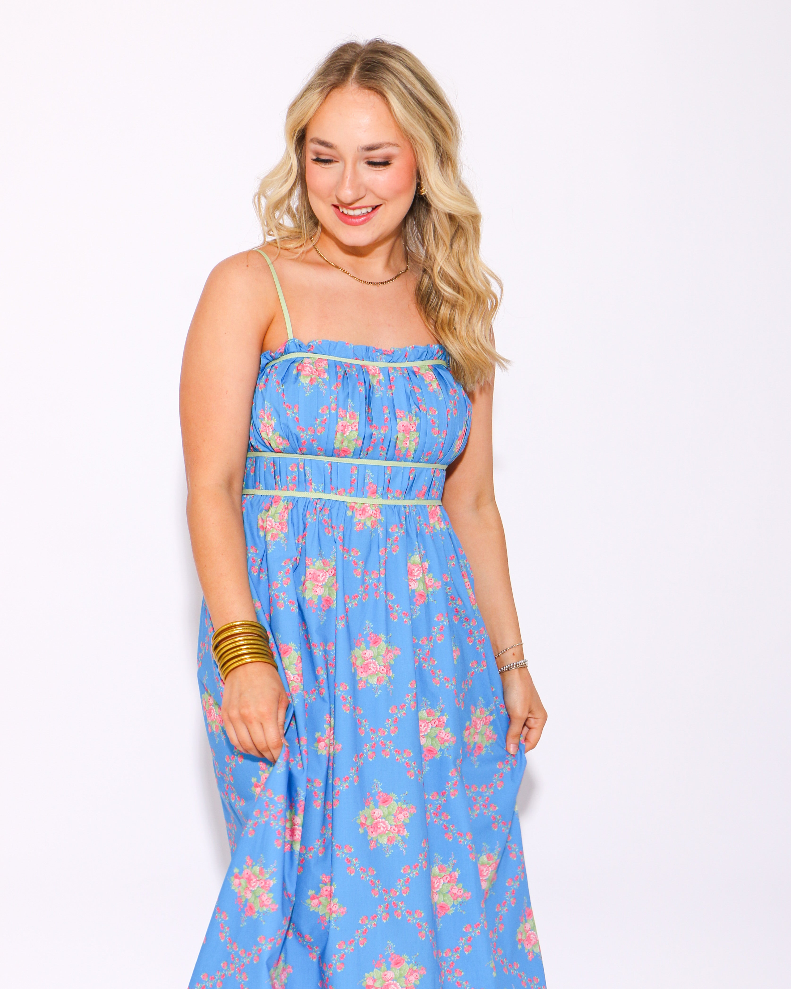 Poised in Petals Blue Maxi Dress