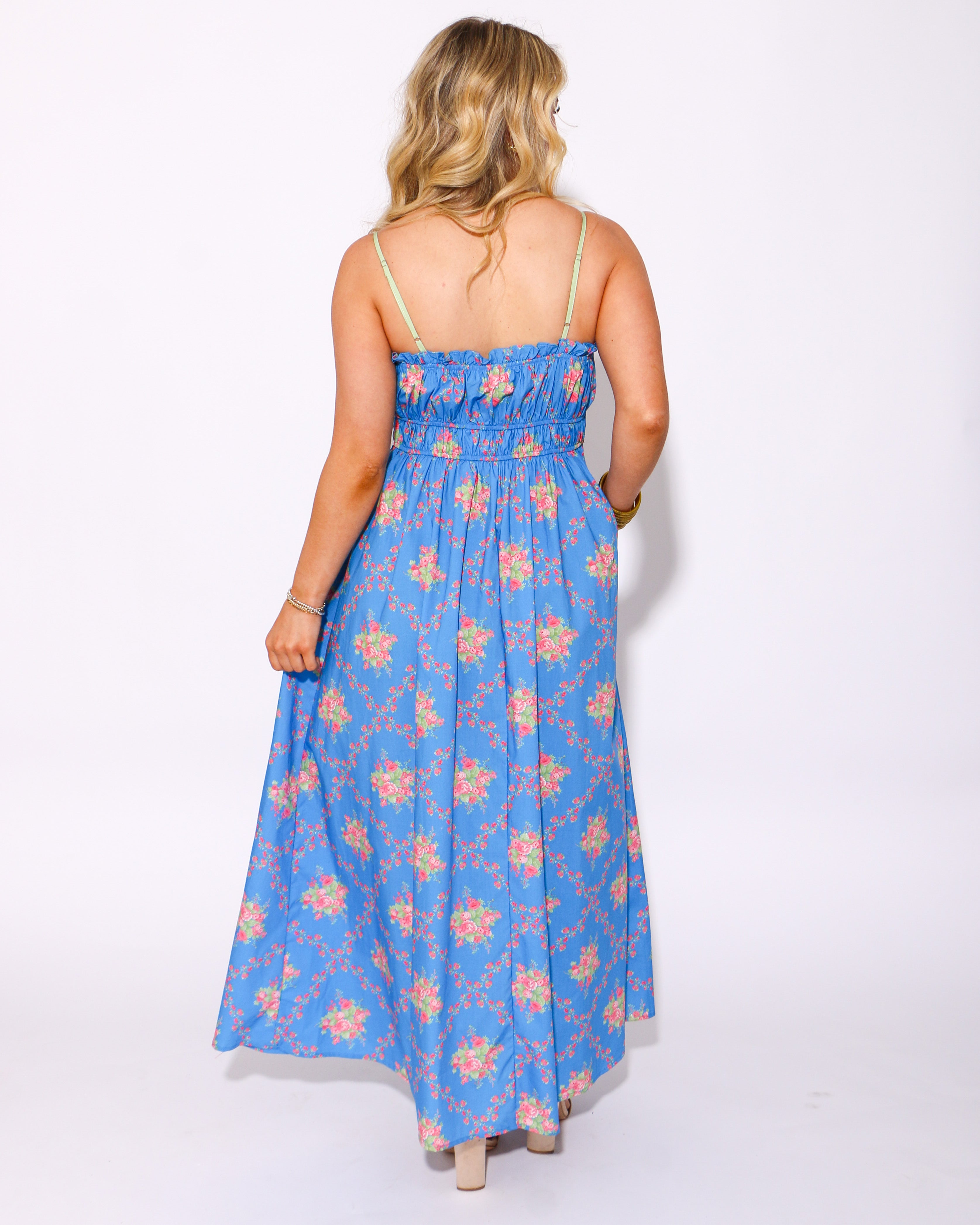 Poised in Petals Blue Maxi Dress