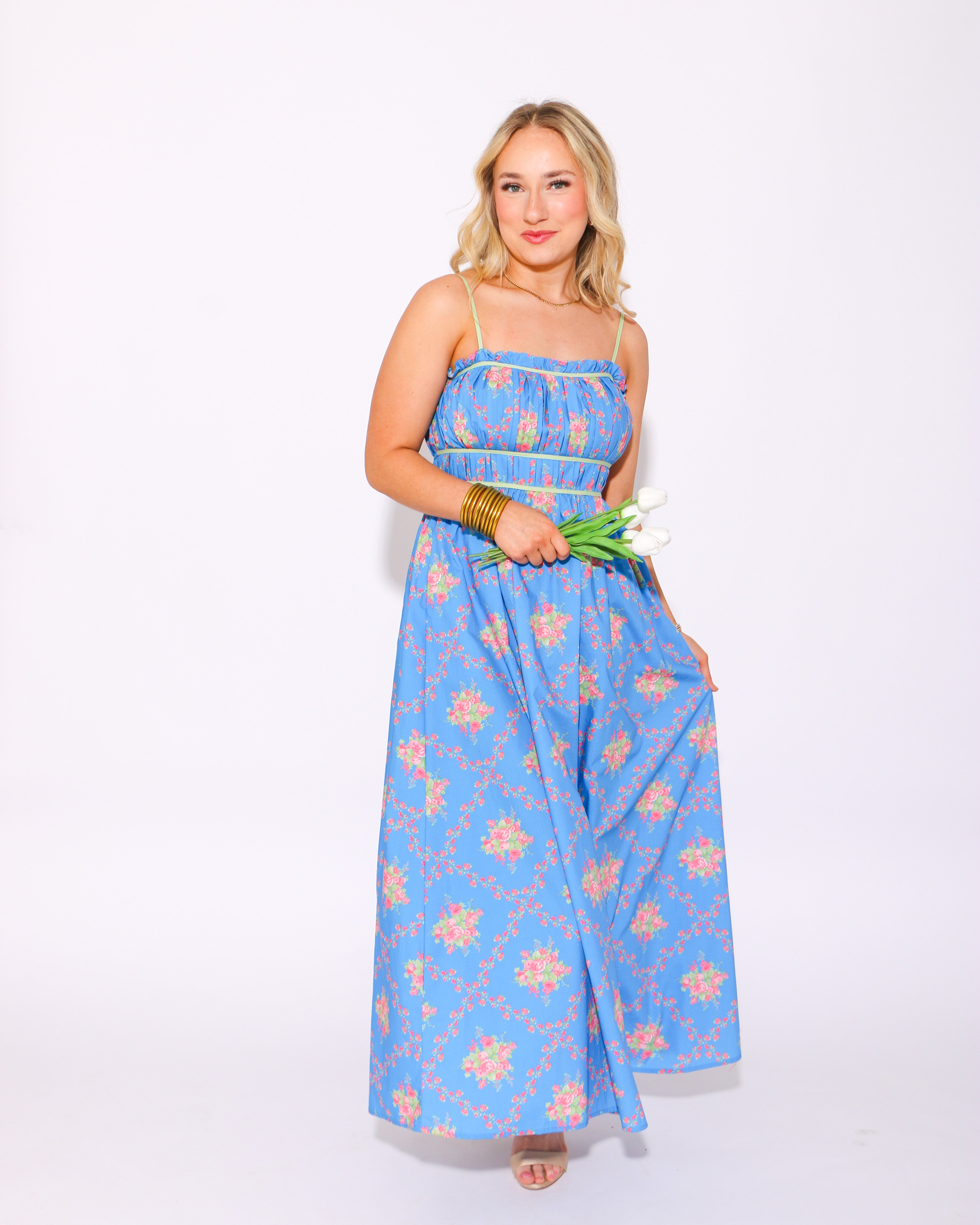 Poised in Petals Blue Maxi Dress