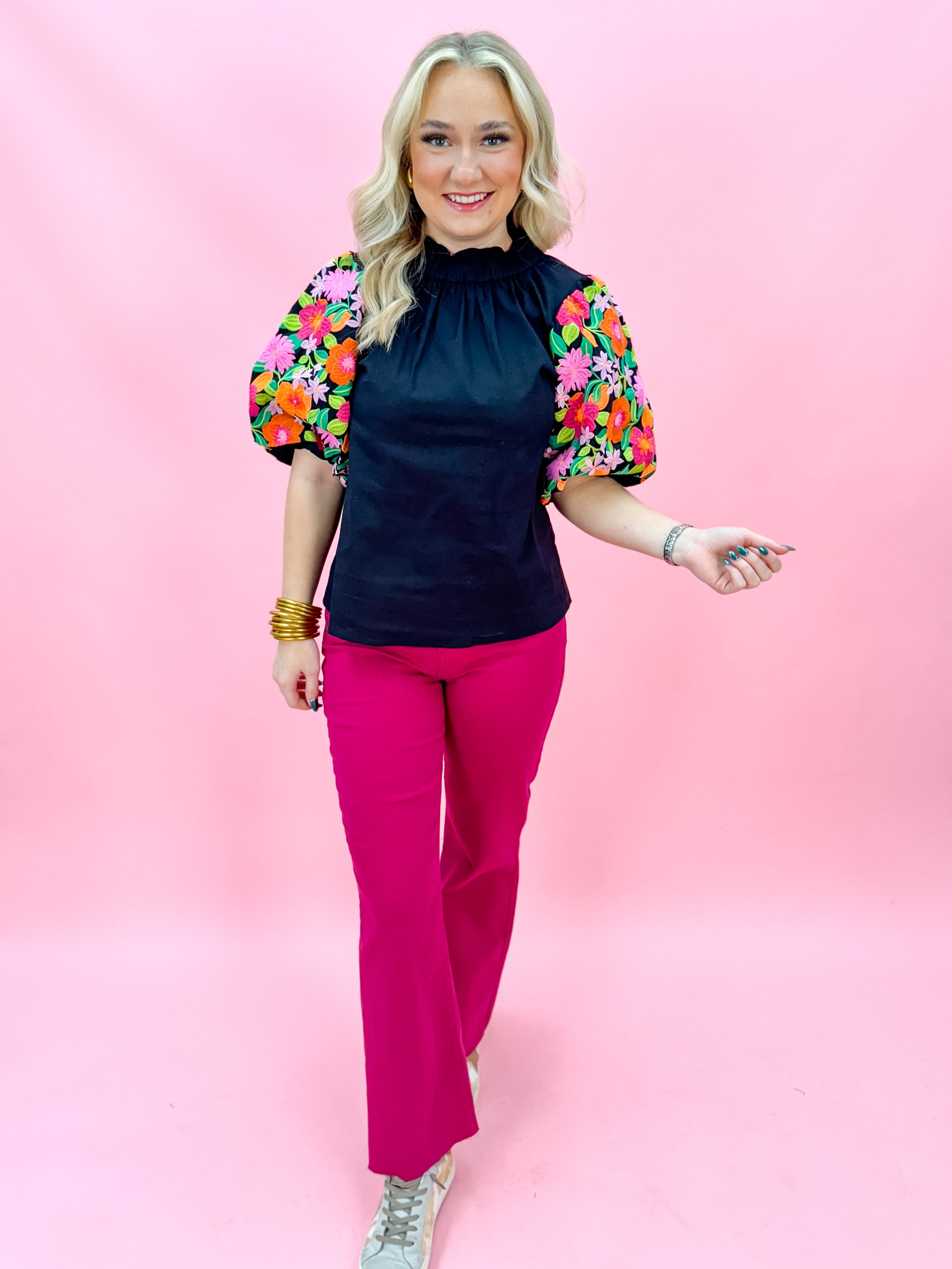 High Rise Kick Flare Jeans in Magenta