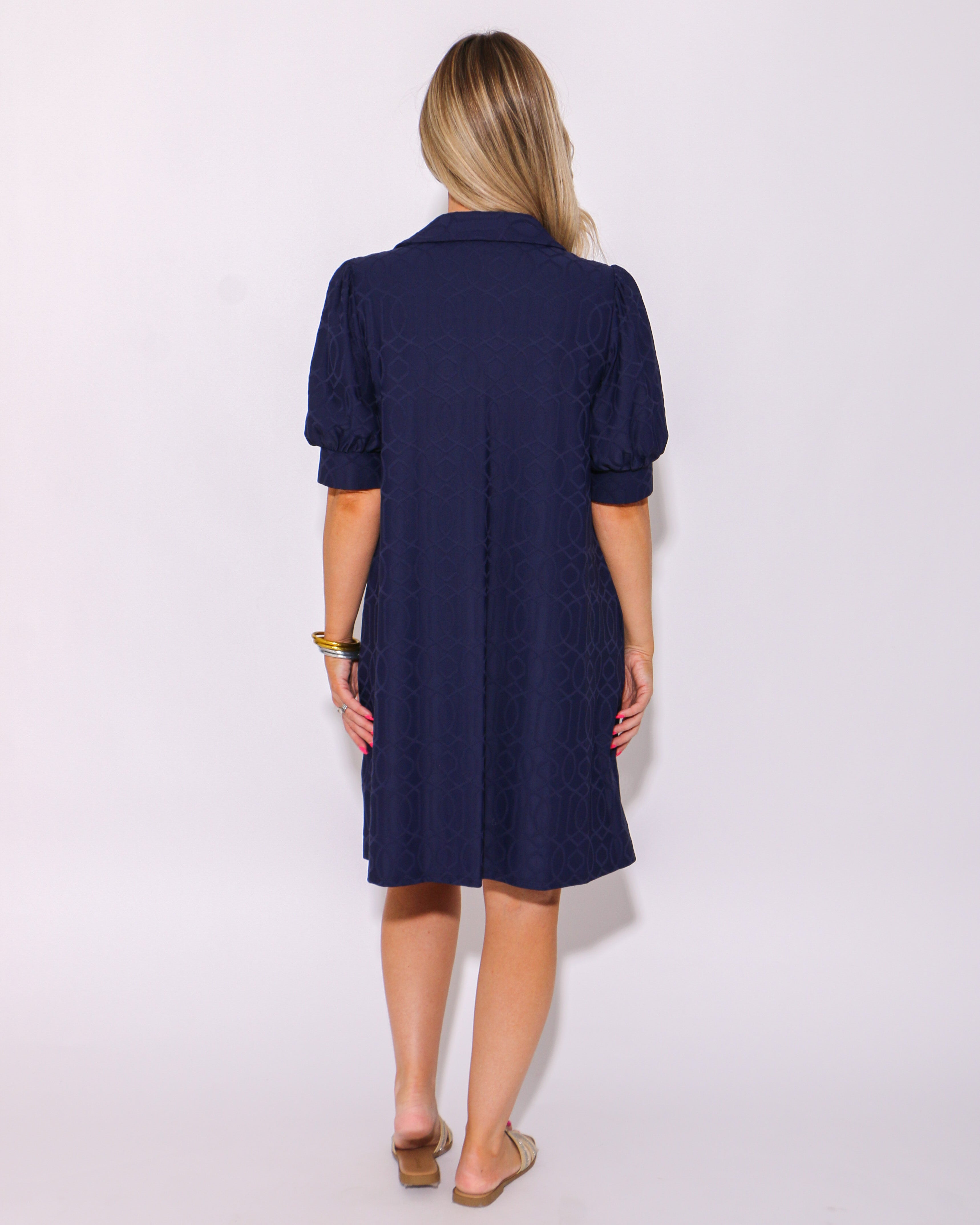 Emerson Jacquard Dress in Garden Gate Navy