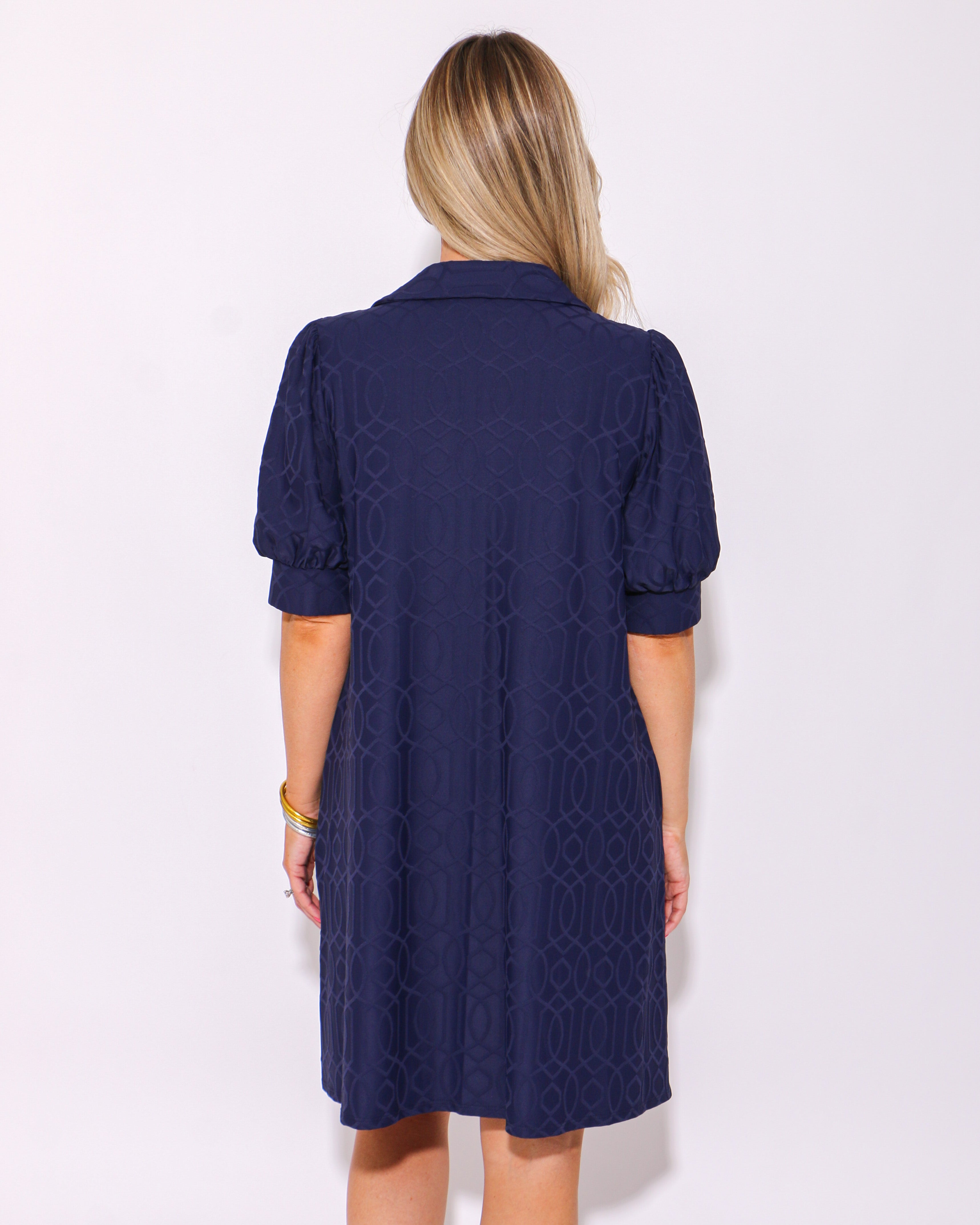 Emerson Jacquard Dress in Garden Gate Navy
