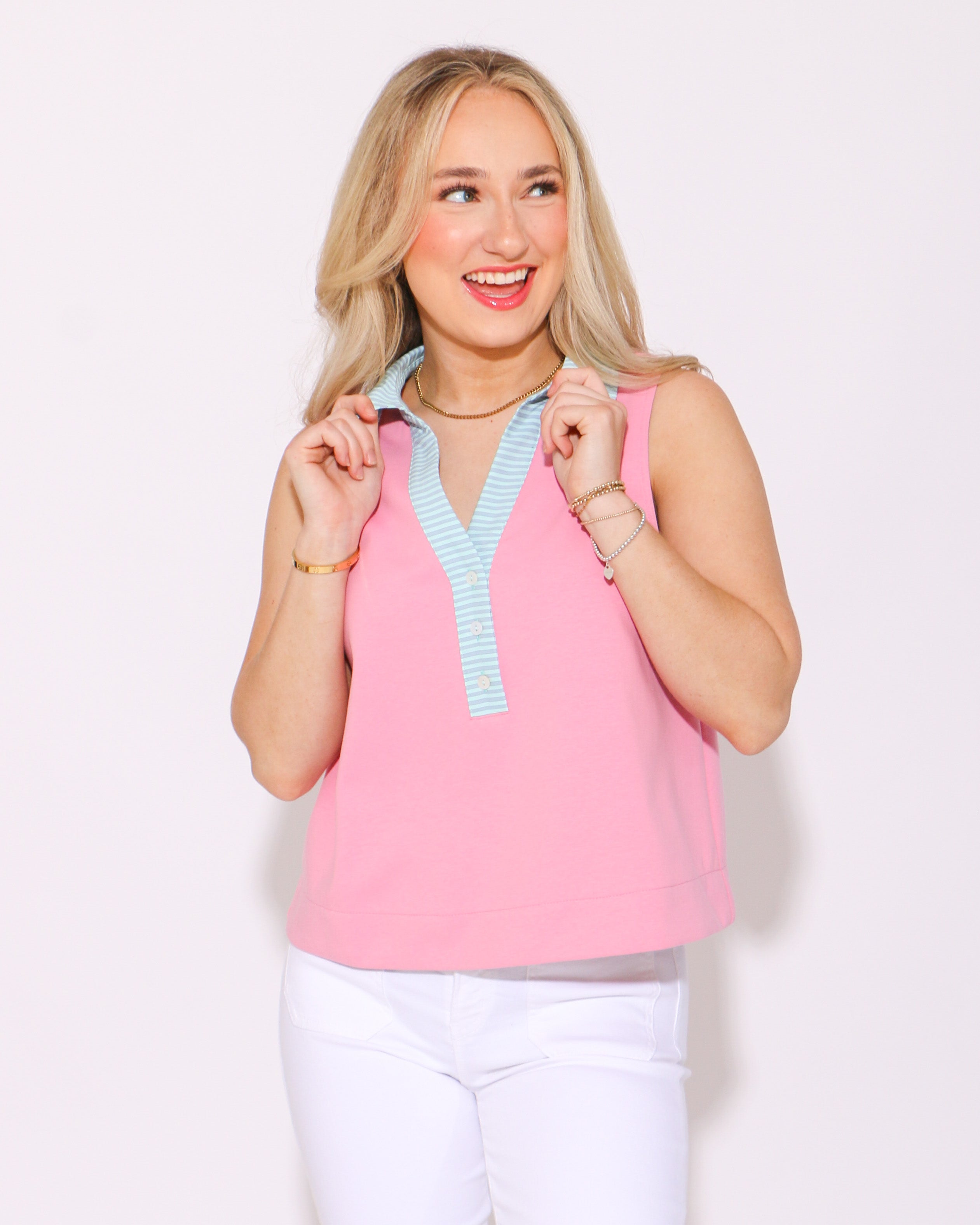 Sweet and Striped Tank in Pink
