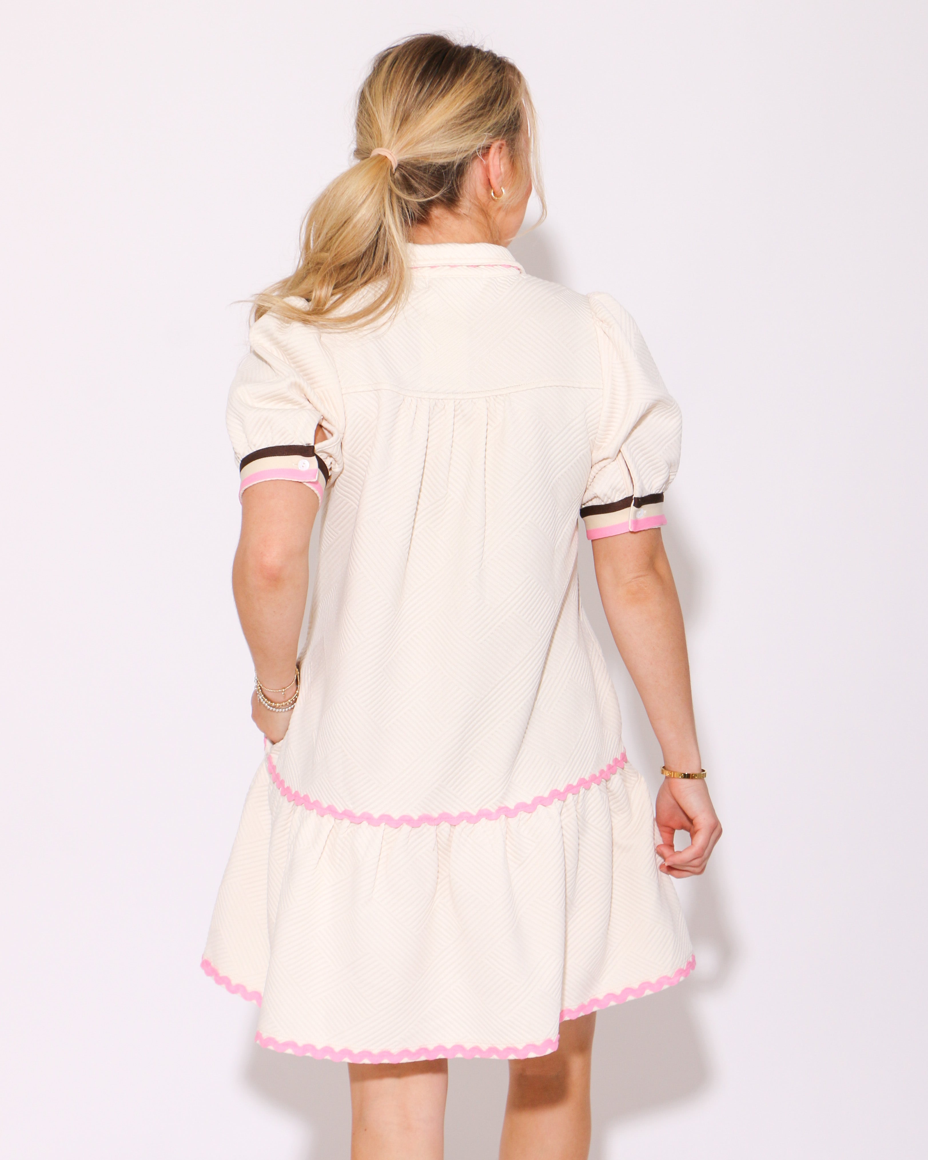 Zippered Chic Mini Dress in Cream
