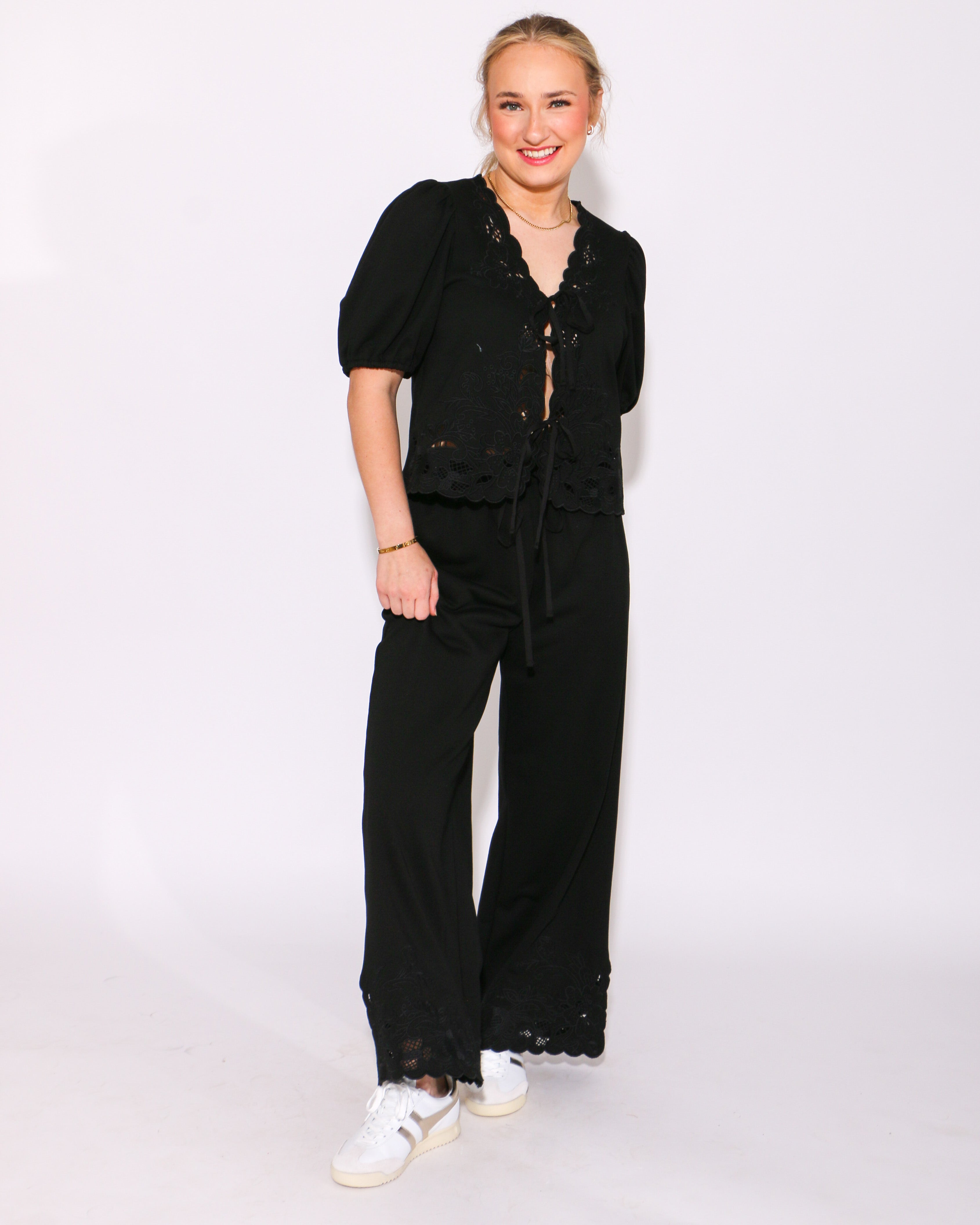 Scalloped Bow Tie and Pants Set