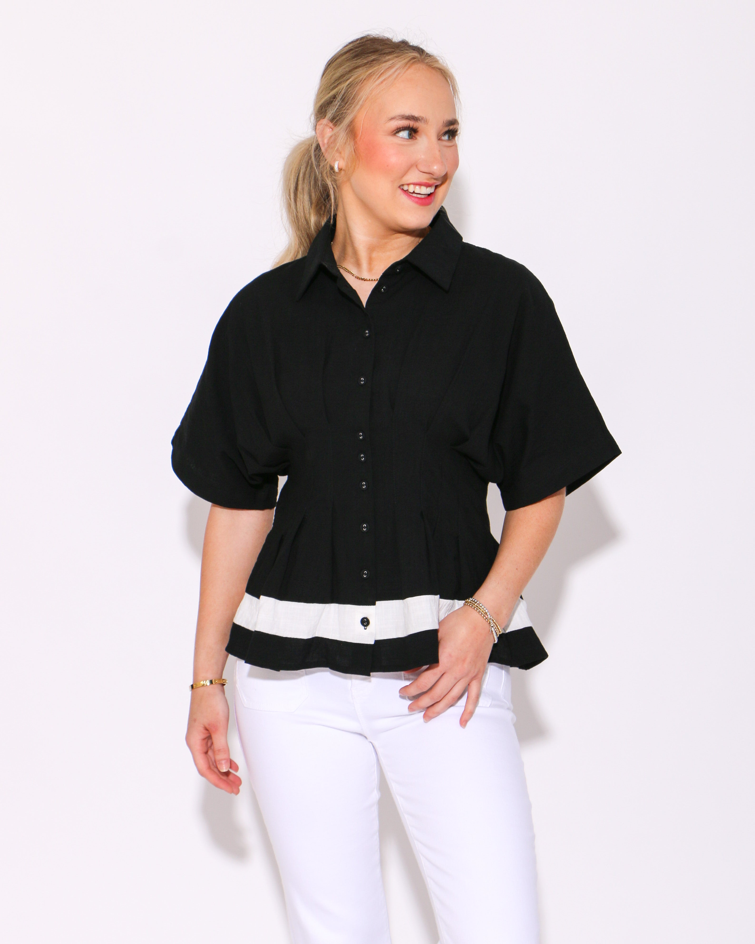 Pleated to Perfection Top in Black