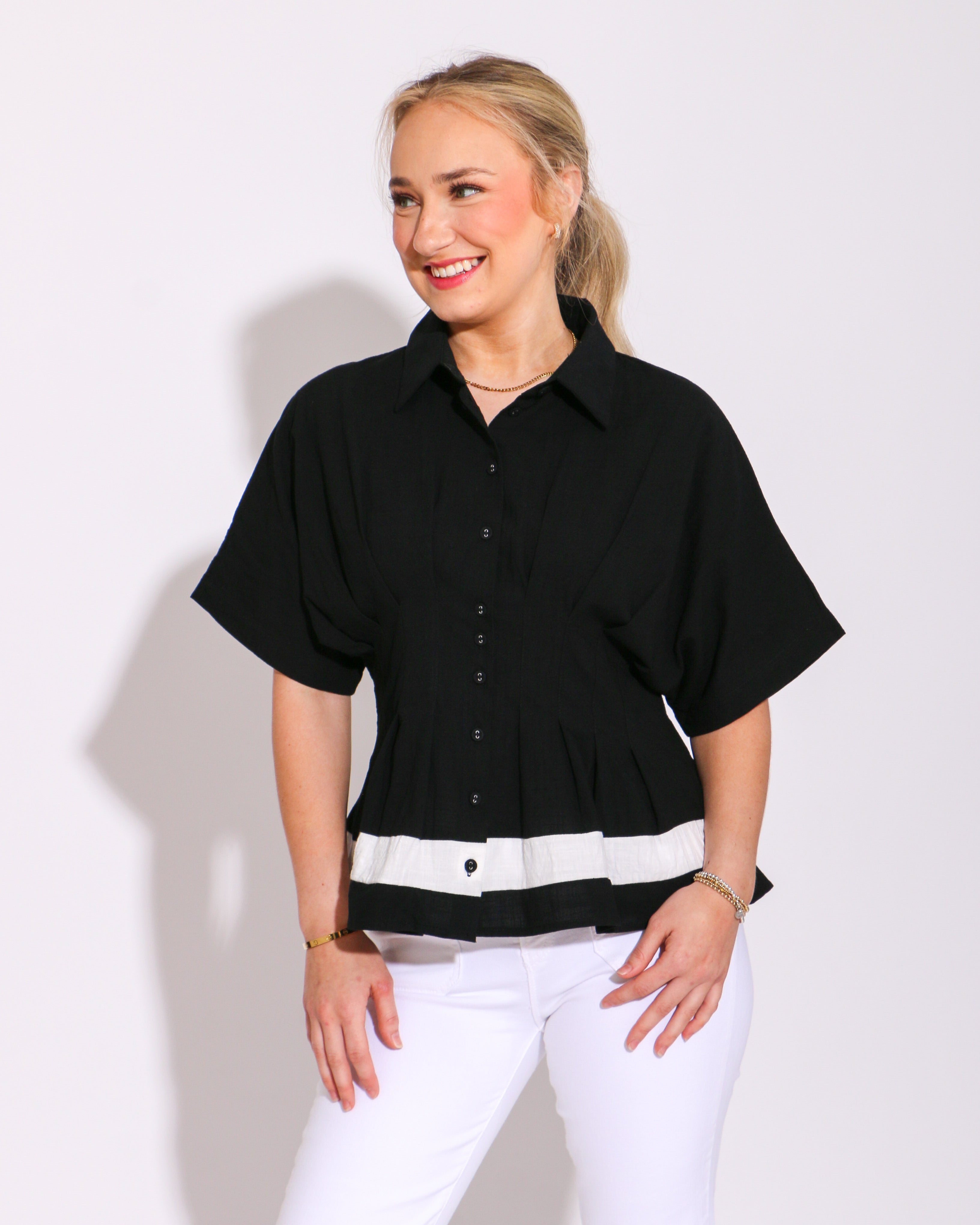 Pleated to Perfection Top in Black