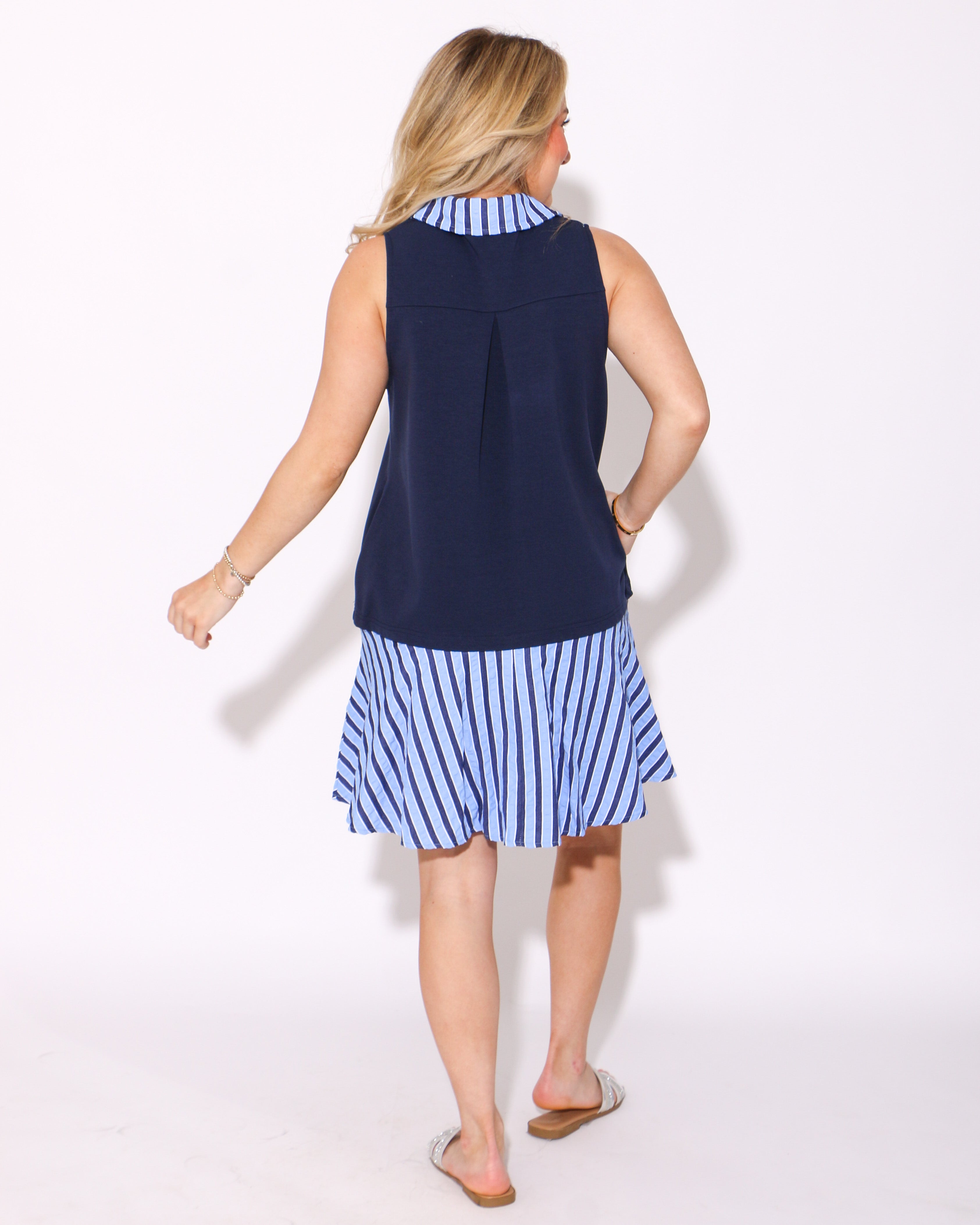 Navy Striped Charm Mini Dress