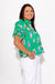 Whimsical illustrated tiered yoke top front view, boutique women's blouse at Gaudie & Co