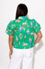 Illustrated novelty print puff sleeve top back view, boutique blouse at Gaudie & Co
