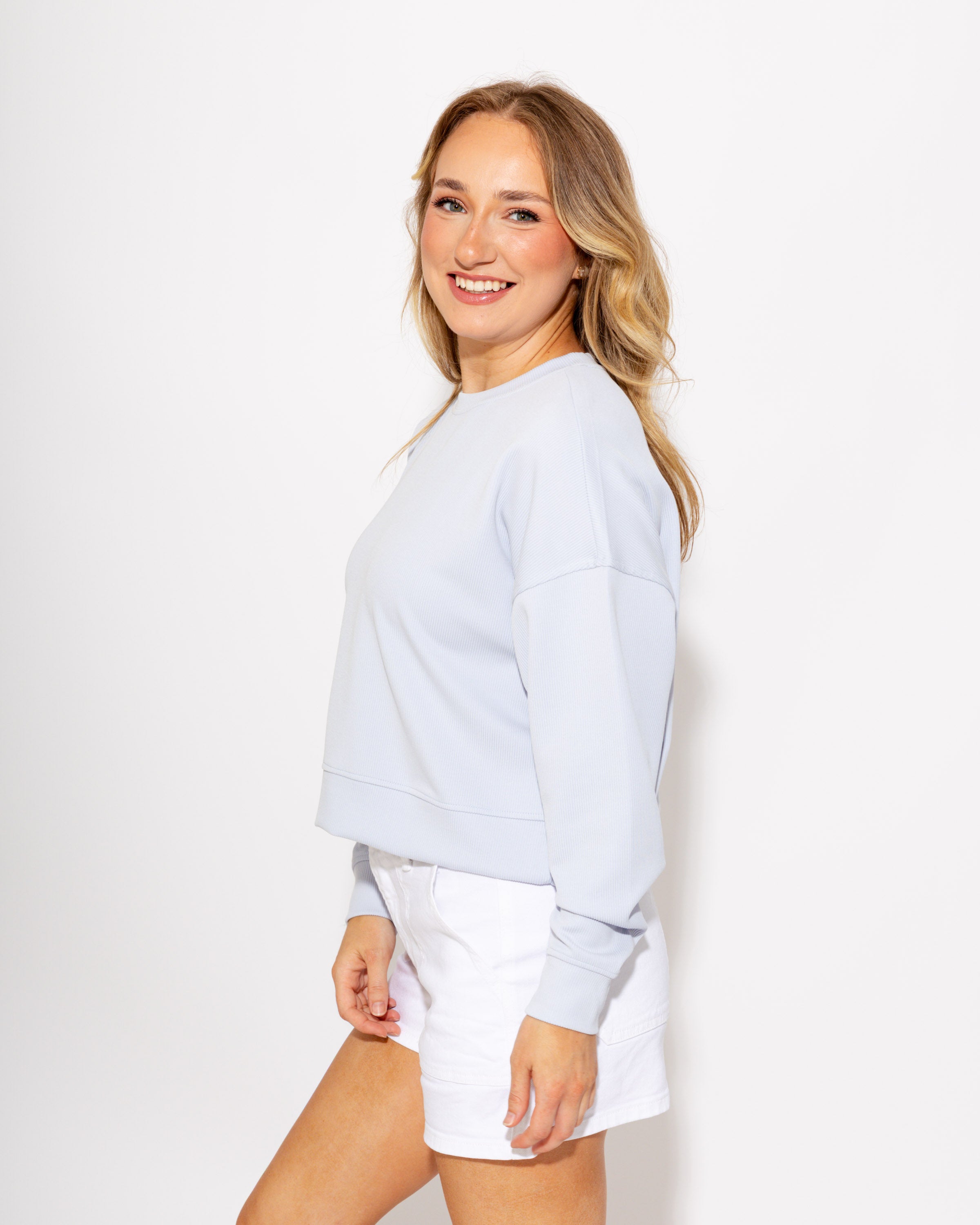 Luxe Wash Rib Sweater in Blue