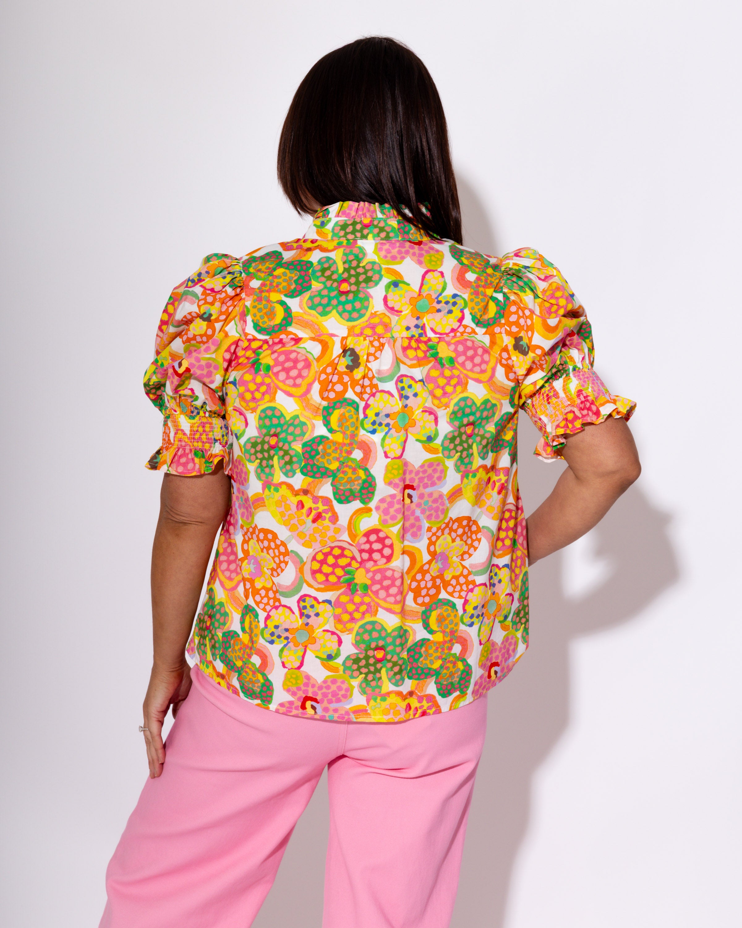 Bright Botanical Puff Sleeve Top