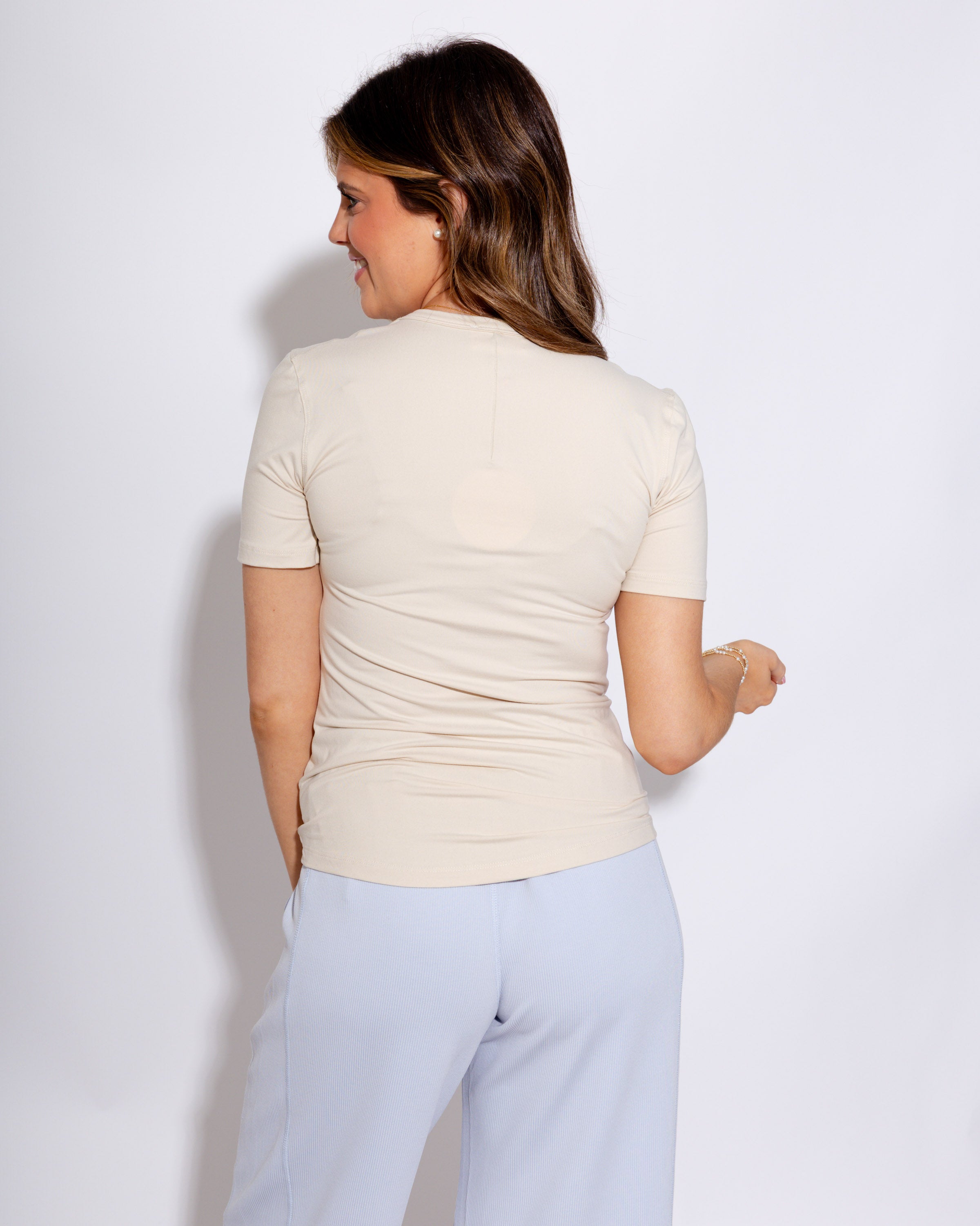 Crew Neck Tee in Ecru
