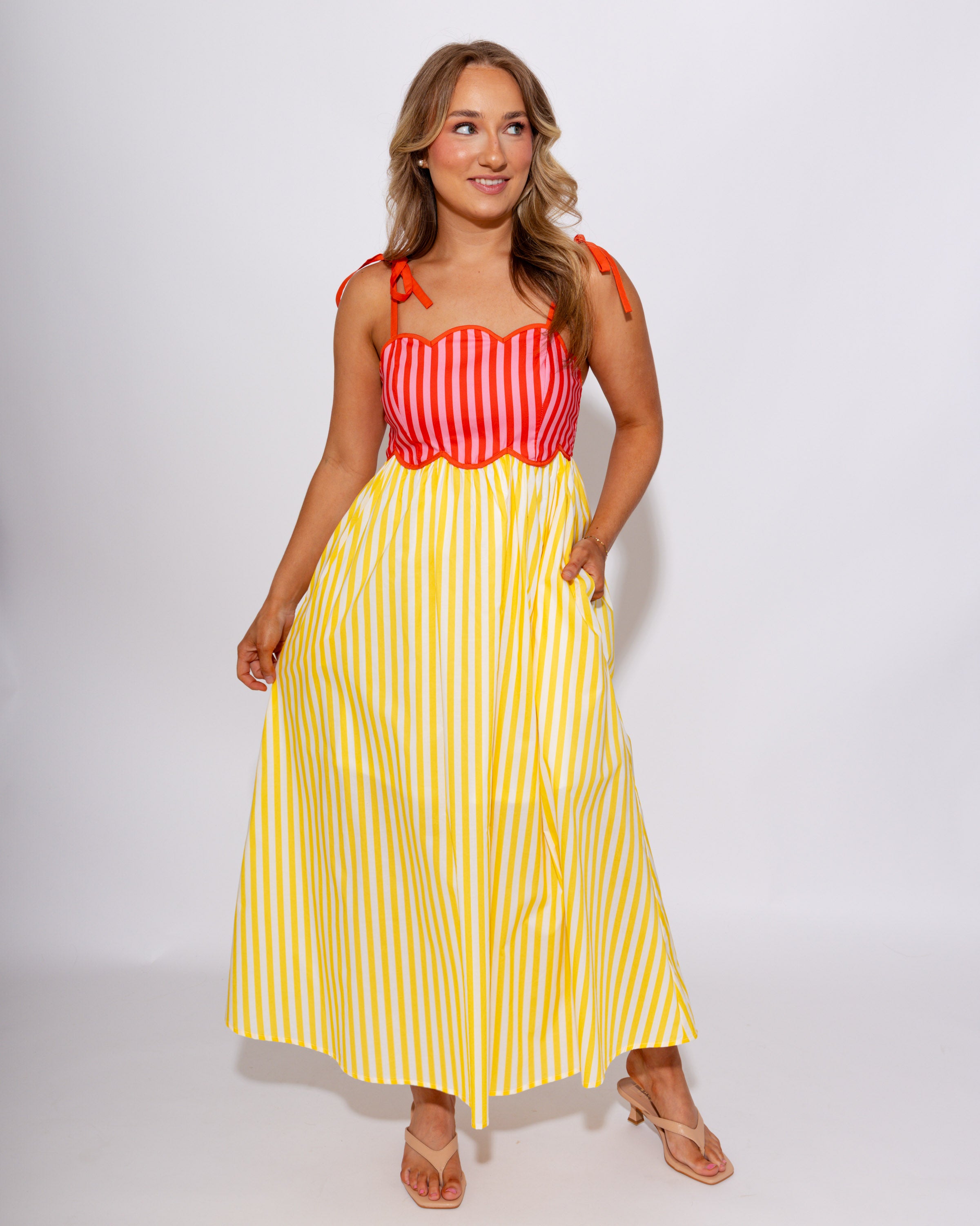Sunshine Colorblock Stripe Midi Dress